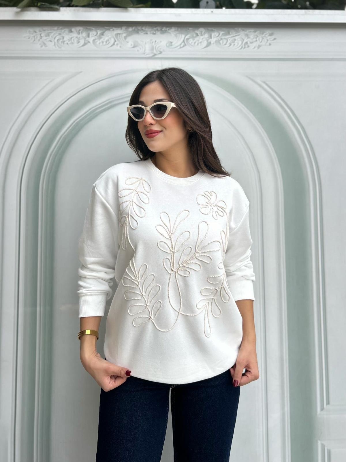 İPEK.NAKIŞLI.SWEAT.BEYAZ