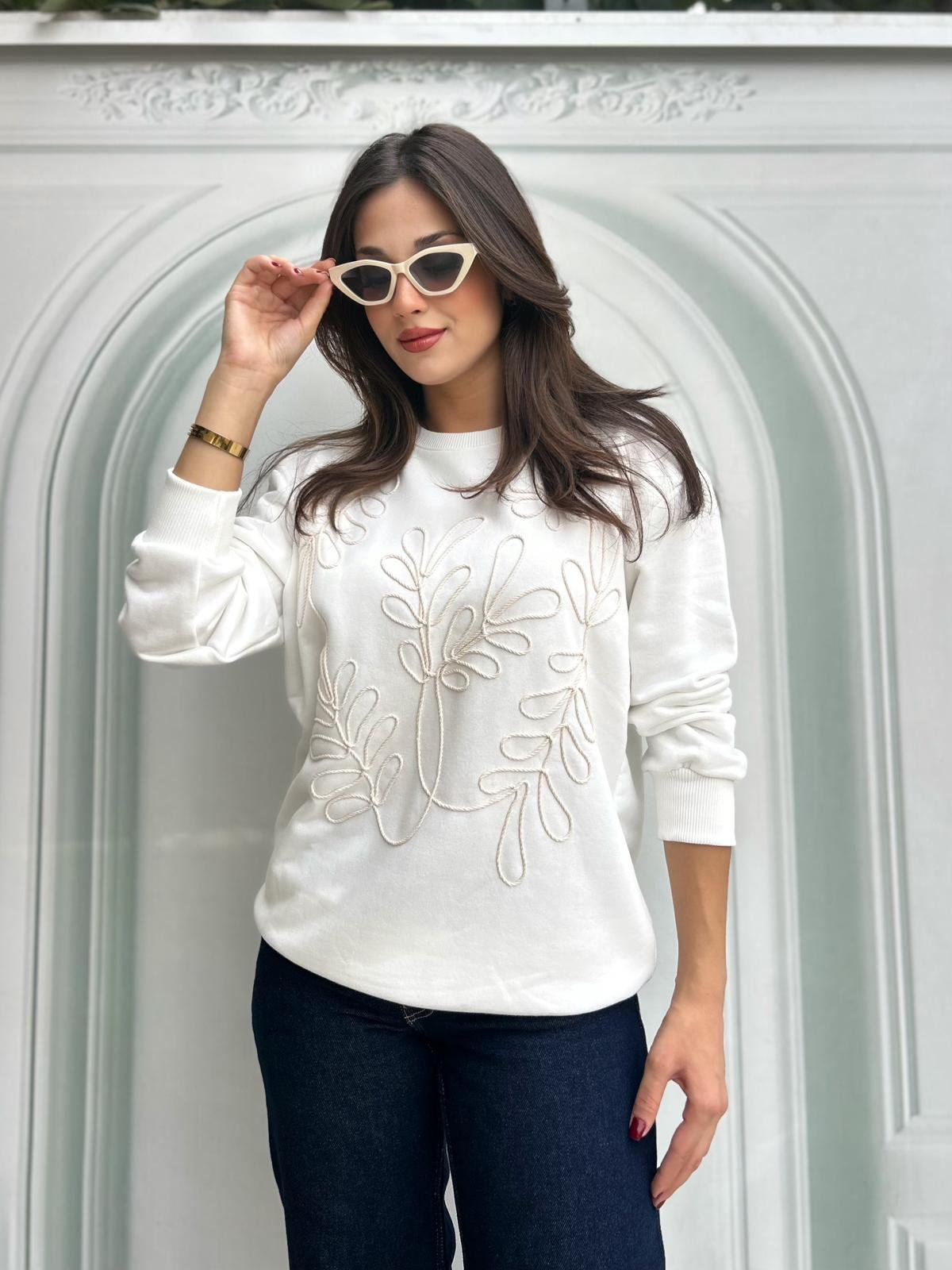 İPEK.NAKIŞLI.SWEAT.BEYAZ