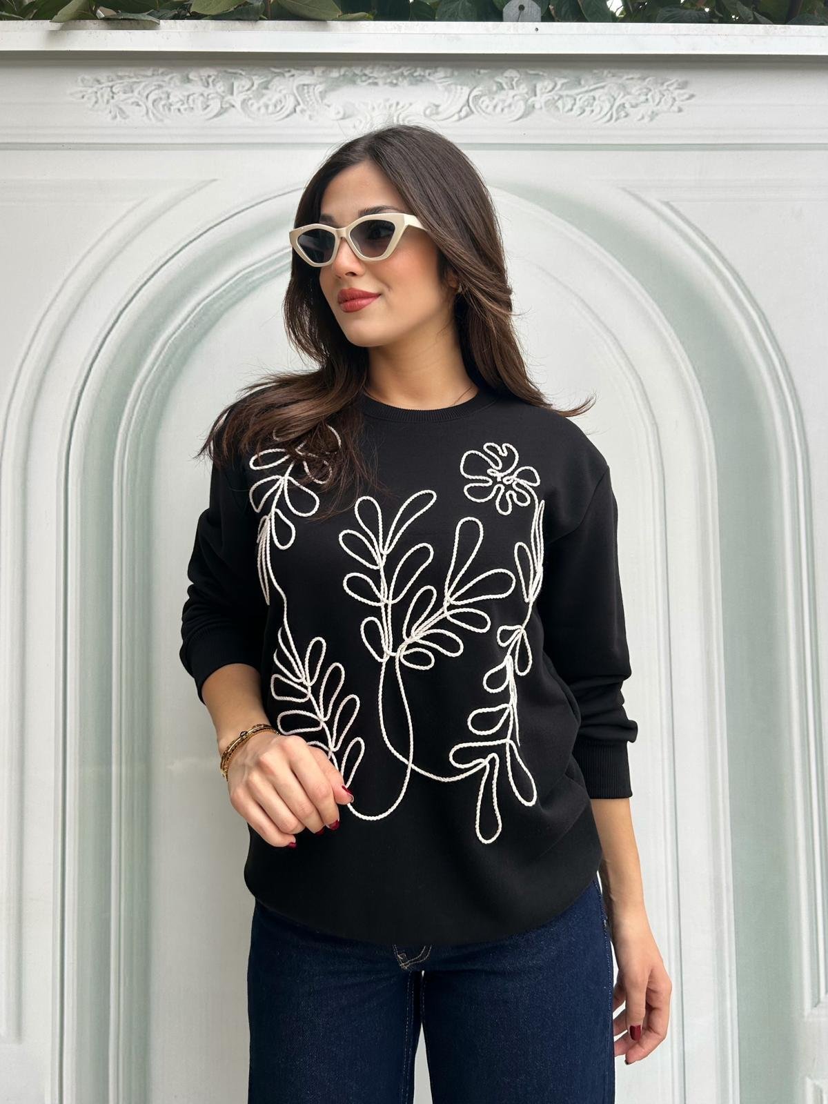 İPEK.NAKIŞLI.SWEAT.SİYAH