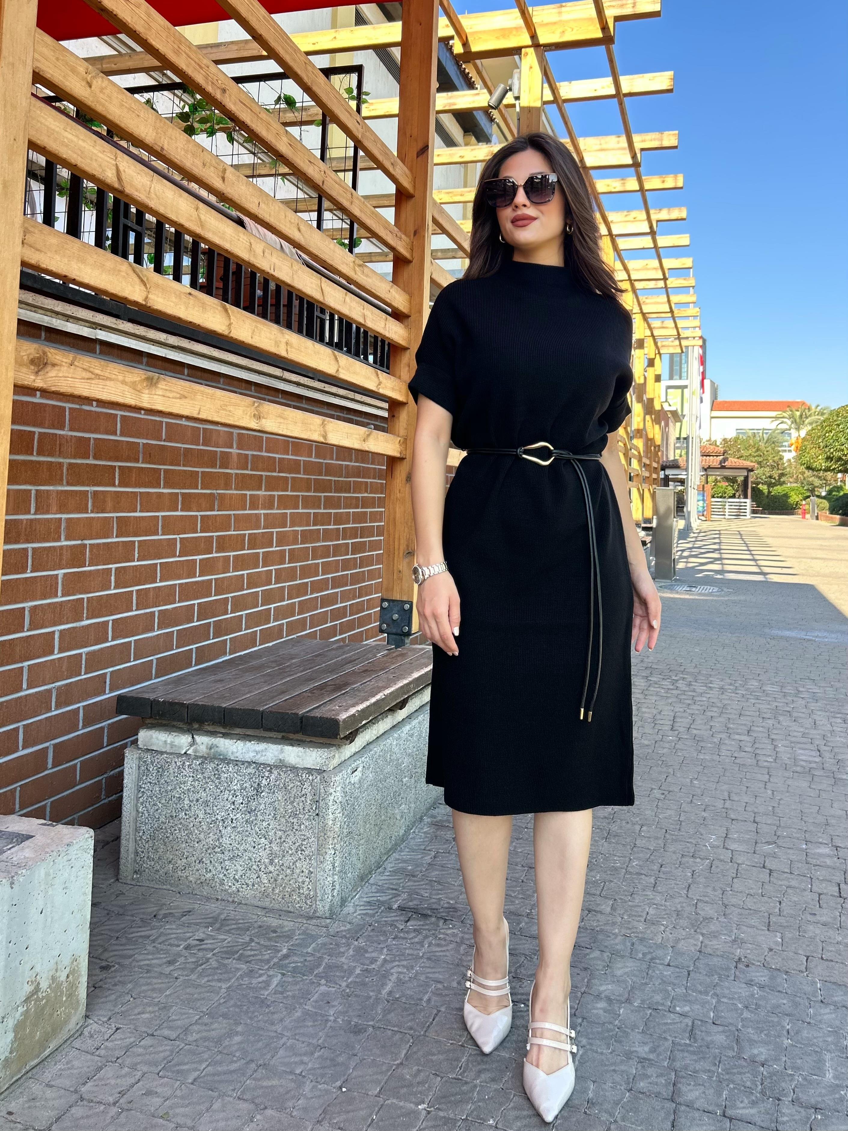 KEMERLİ.TRİKO.ELBİSE