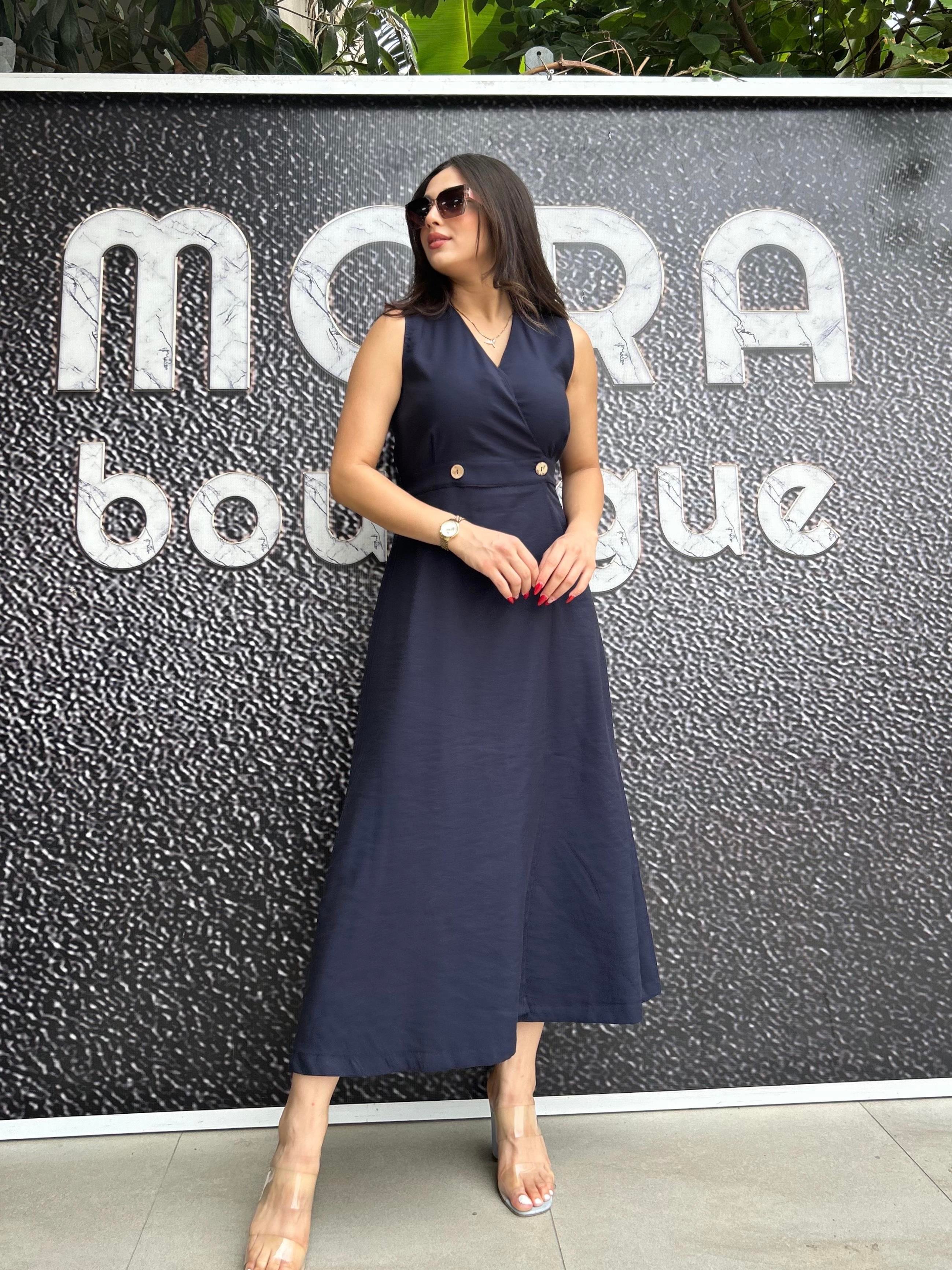 KRUVAZE LACİVERT ELBİSE