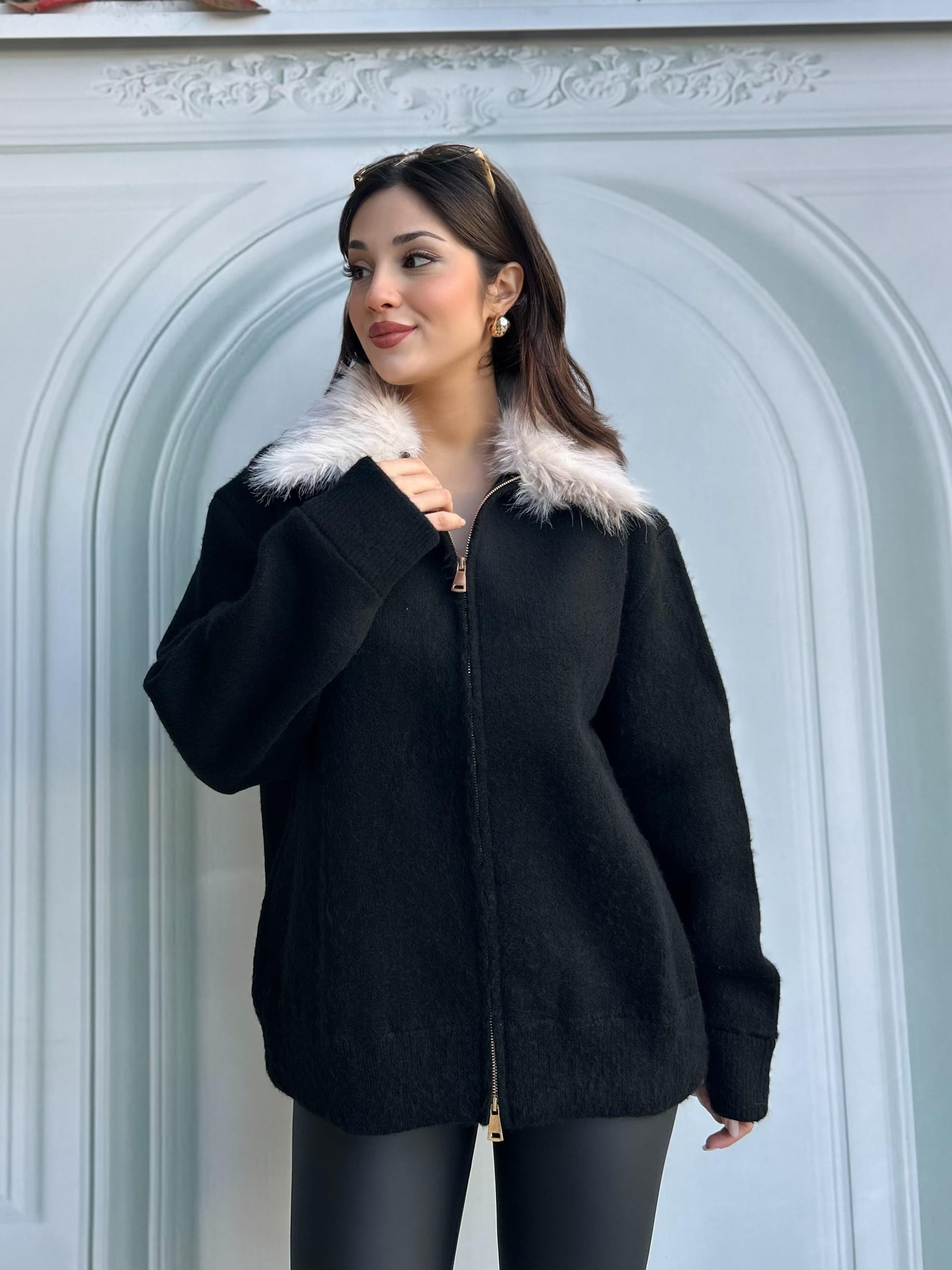 KÜRKYAKA.FERMUARLI.TRİKO.CEKET