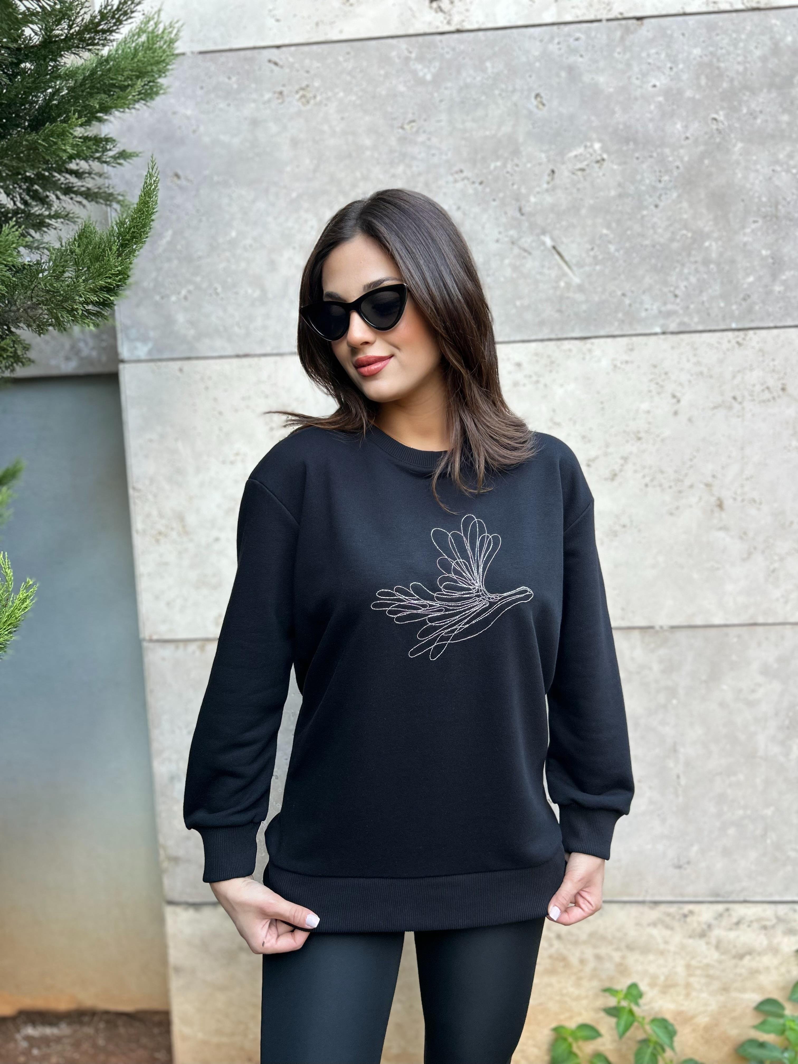 KUŞ.FİGÜRLÜ.SWEAT.SİYAH