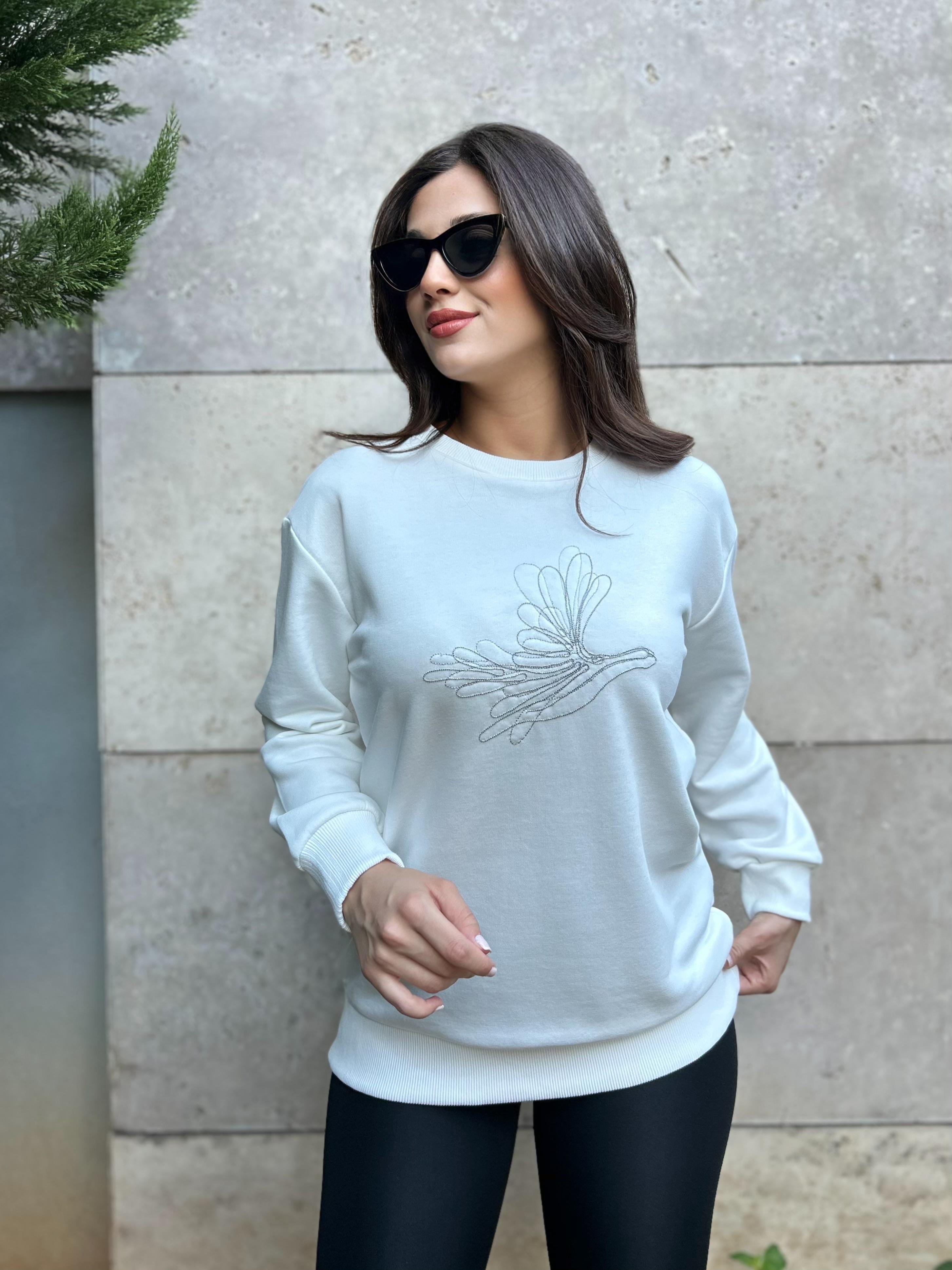 KUŞ.FİGÜRLÜ.SWEAT.BEYAZ