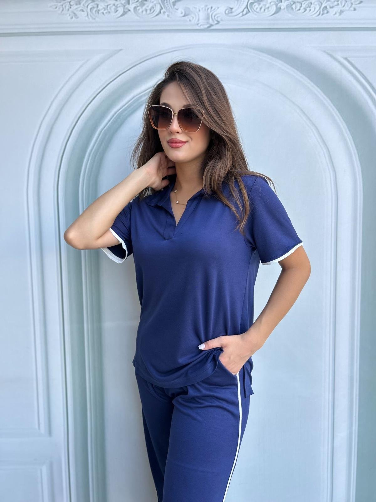 ŞERİTLİ.MODAL.TAKIM.LACİVERT