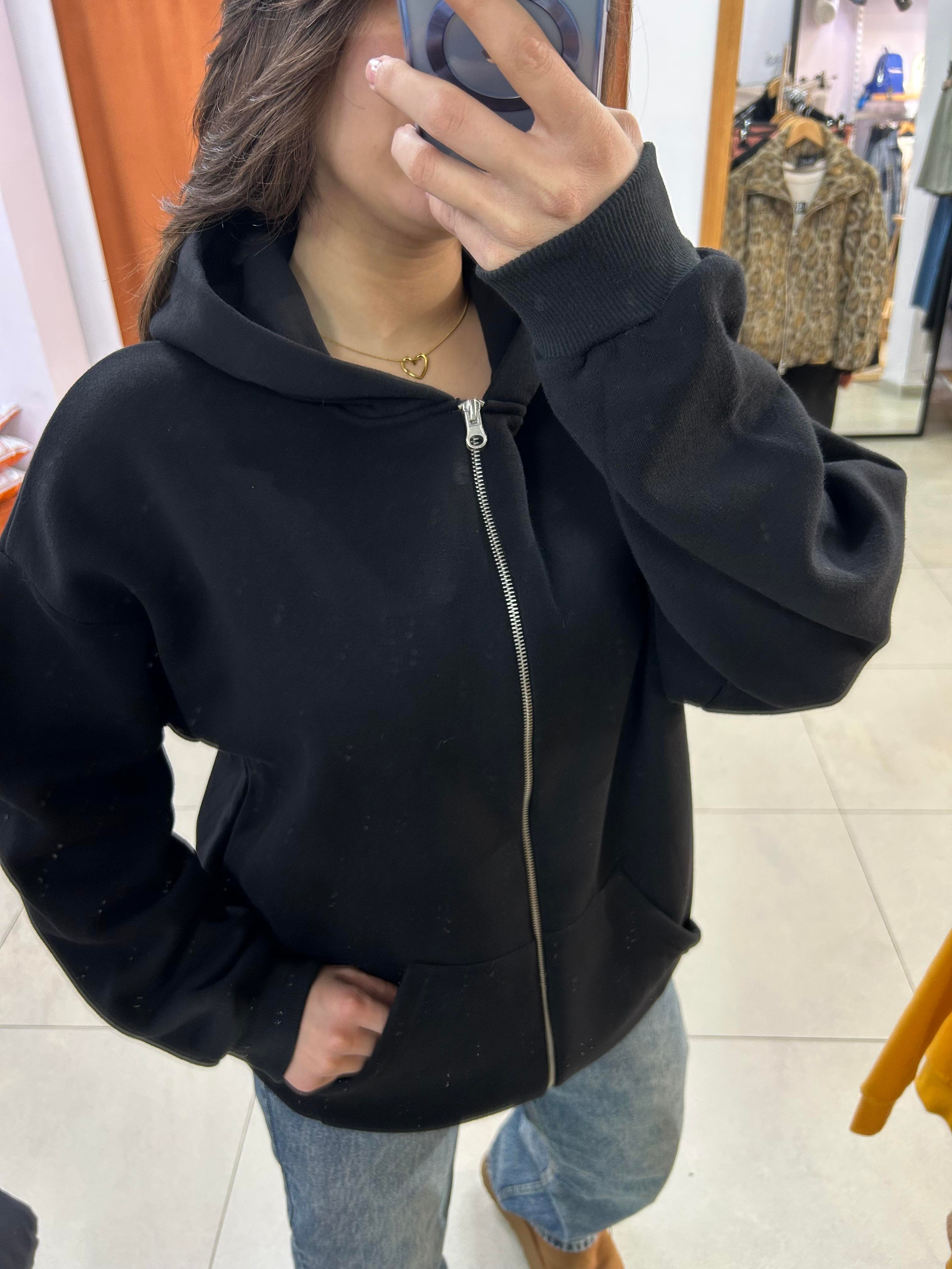 SİYAH.FERMUARLI.SWEATSHİRT