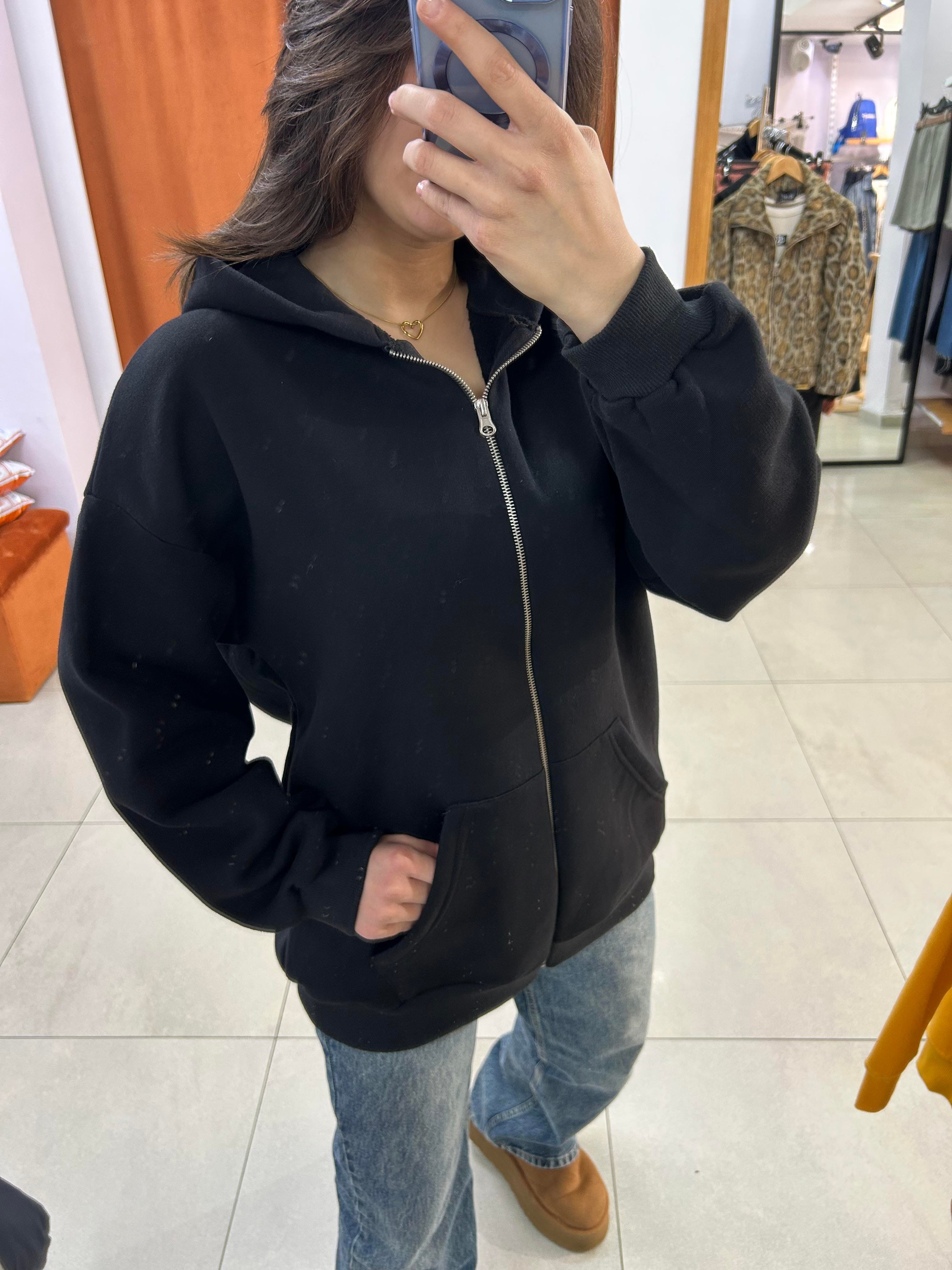 SİYAH.FERMUARLI.SWEATSHİRT