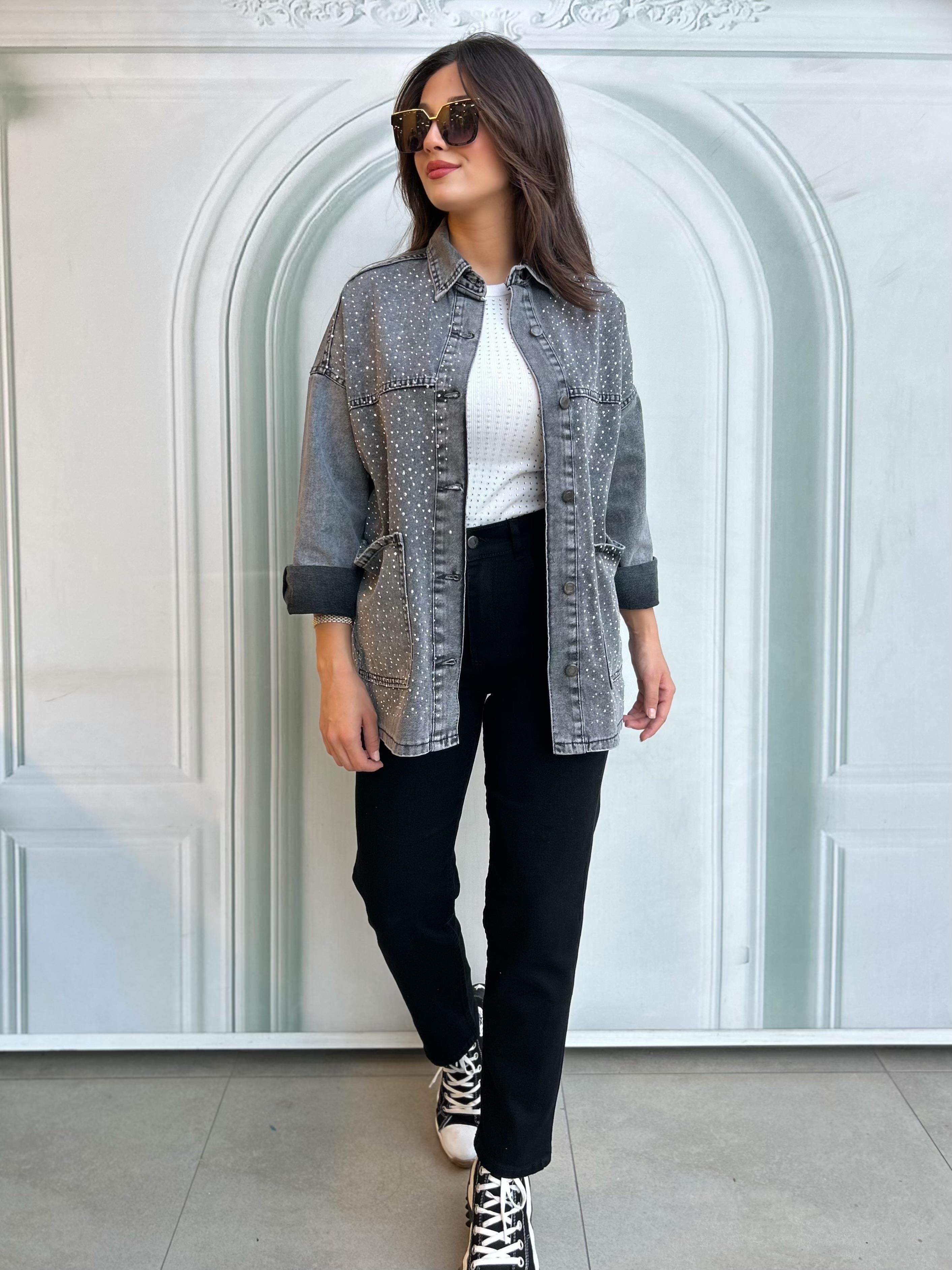 TAŞLI.JEAN.CEKET.ANTRASİT