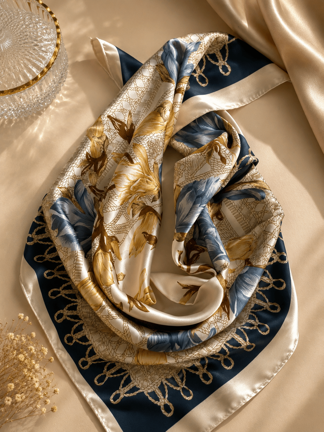 İPEK SATEN 70*70 GOLD BEYAZ