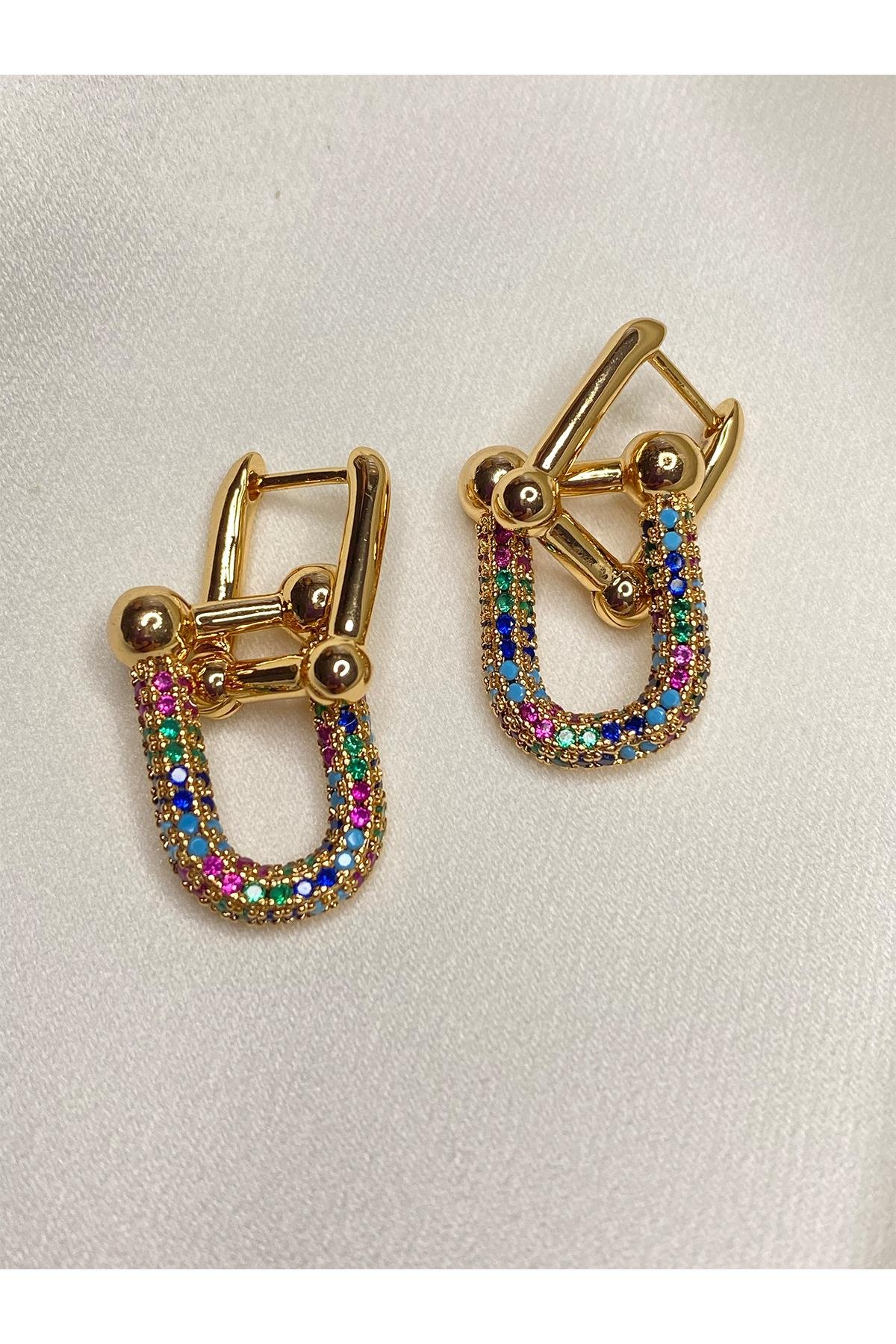 Tiffany Üstü Taşlı Küpe