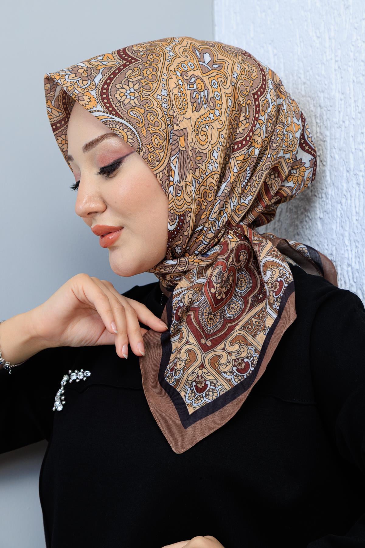 Soft Pamuk Desenli Eşarp - 017