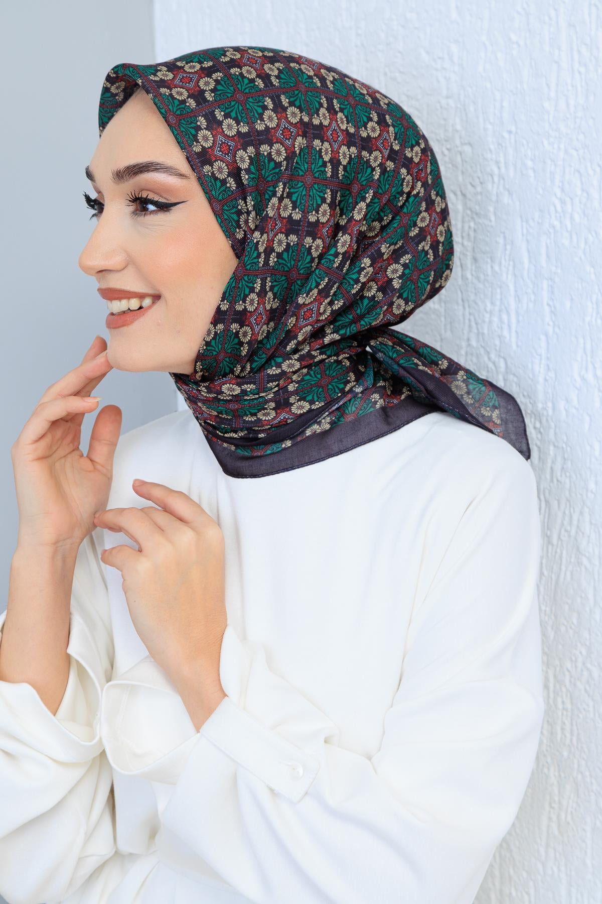 Soft Pamuk Desenli Eşarp - 108