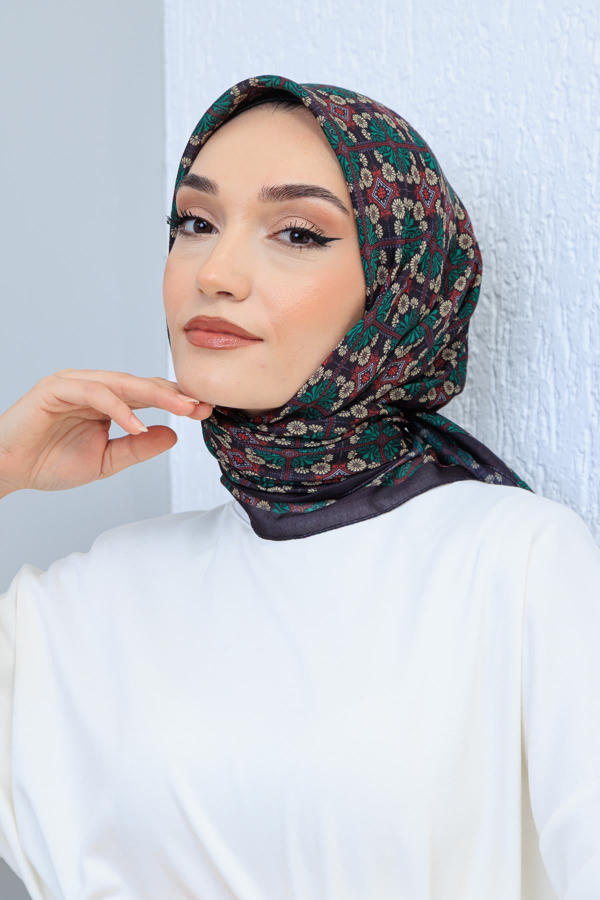 Soft Pamuk Desenli Eşarp - 108