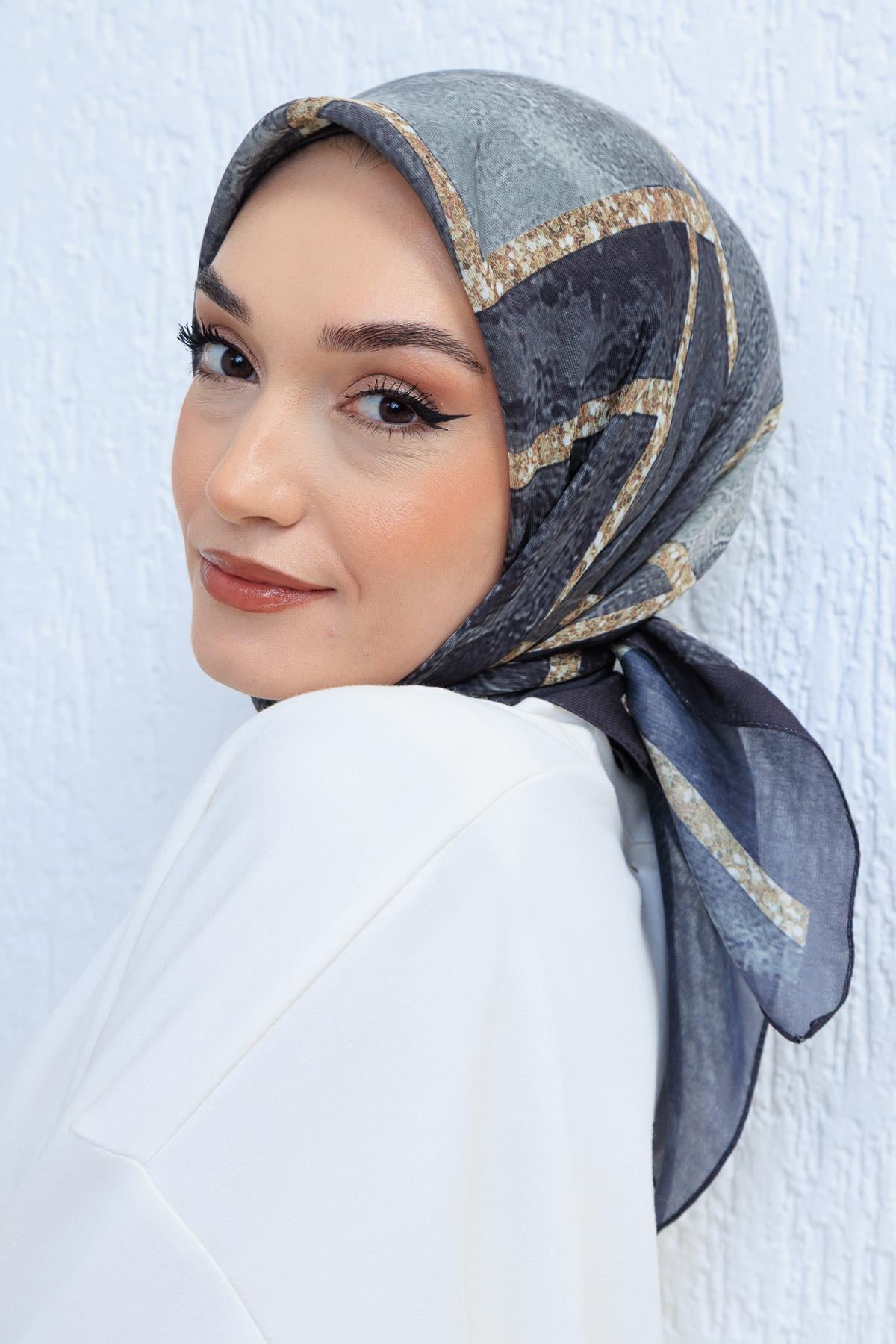 Soft Pamuk Desenli Eşarp - 110
