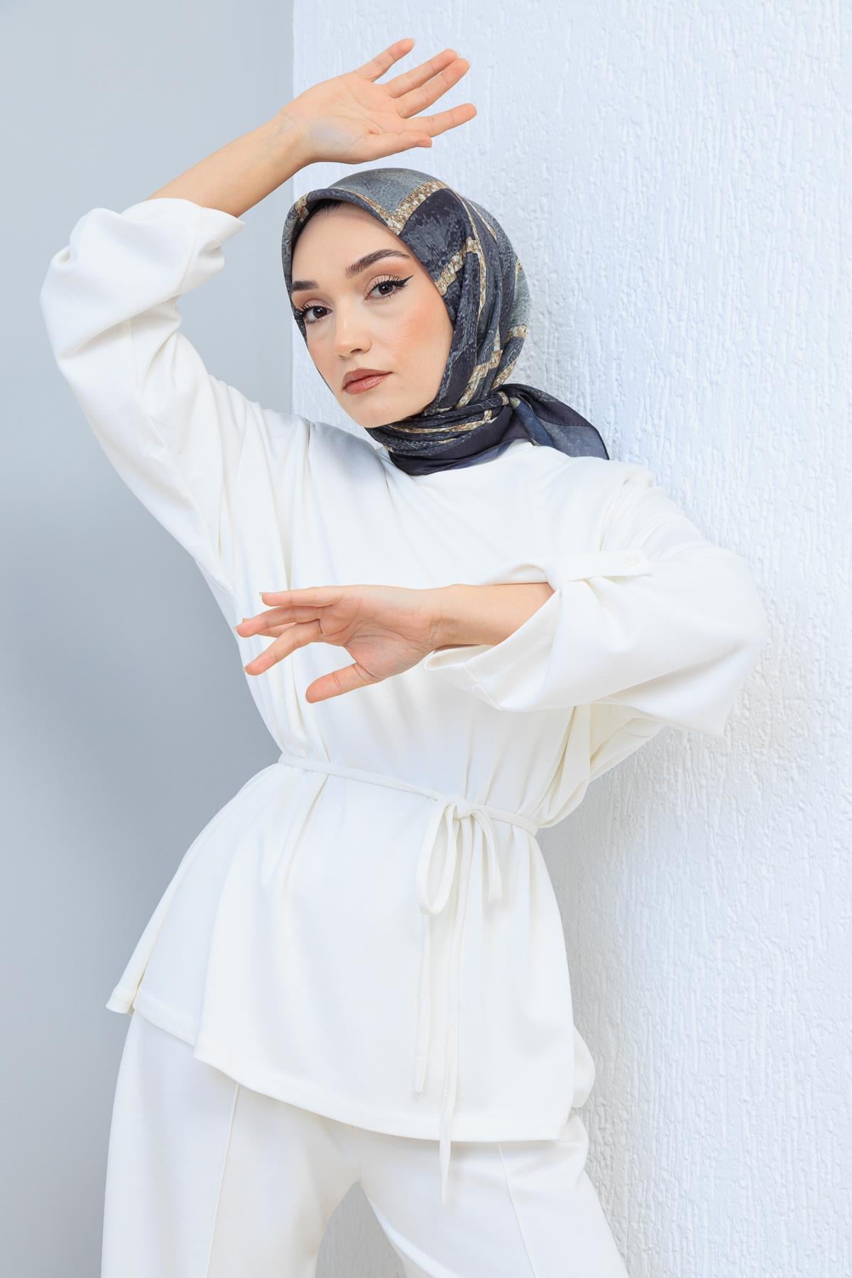 Soft Pamuk Desenli Eşarp - 110