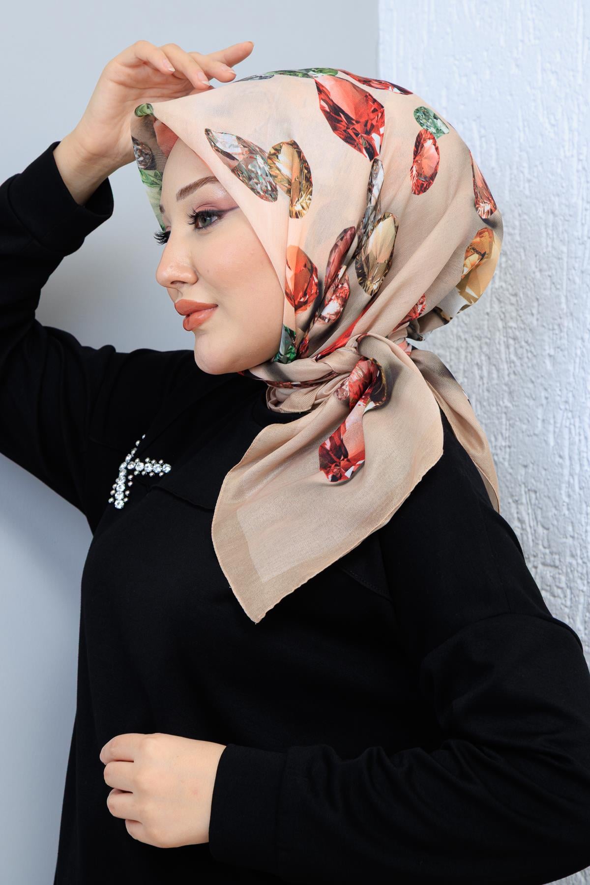 Soft Pamuk Desenli Eşarp - 113