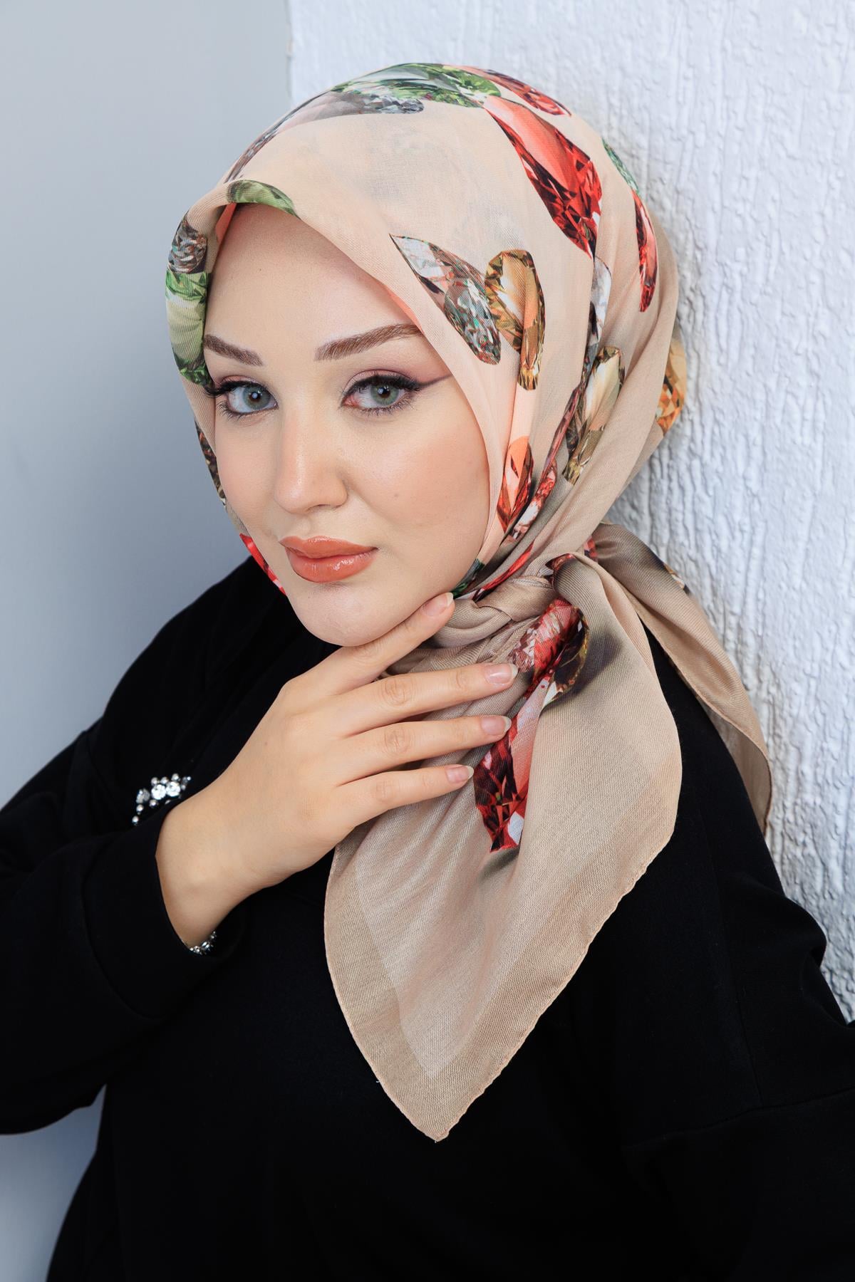 Soft Pamuk Desenli Eşarp - 113