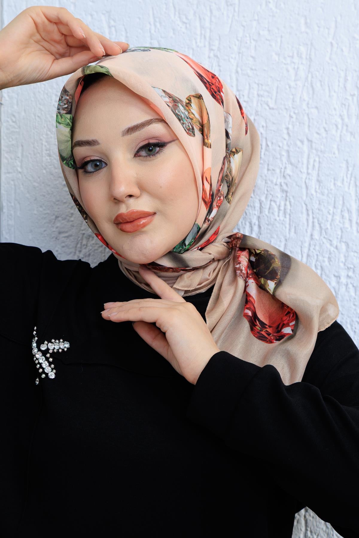 Soft Pamuk Desenli Eşarp - 113