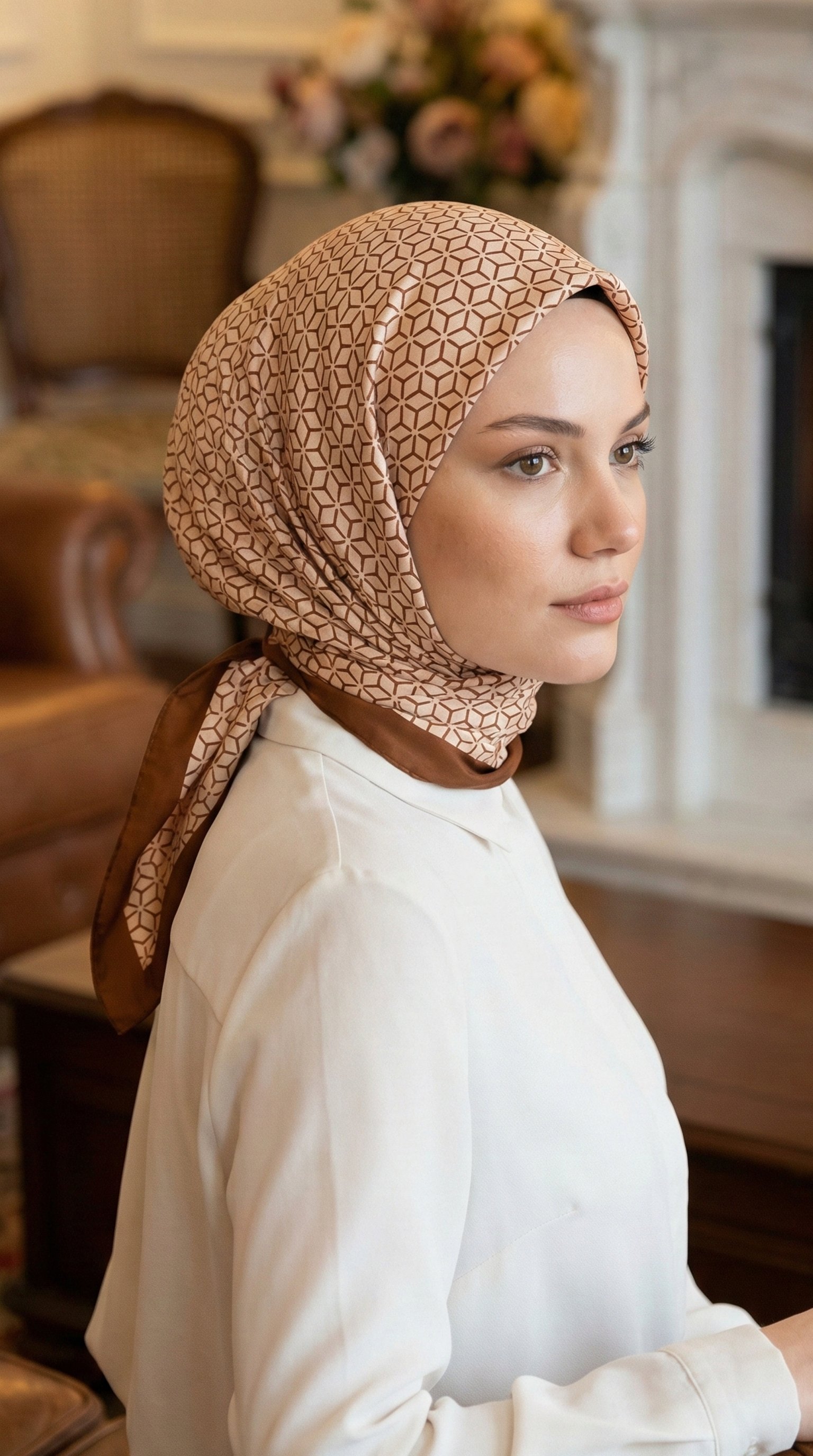 Soft Pamuk Desenli Eşarp - 124