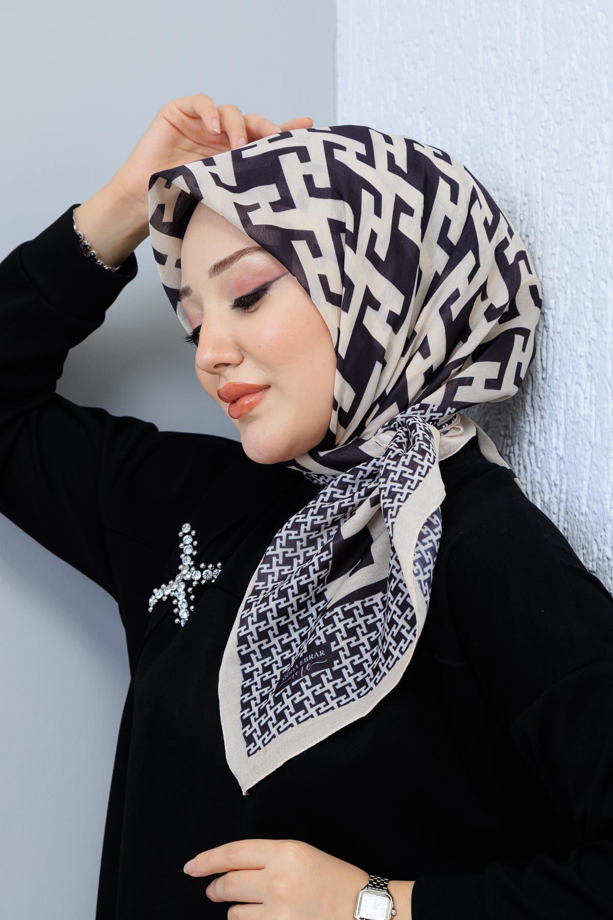 Soft Pamuk Desenli Eşarp - 127