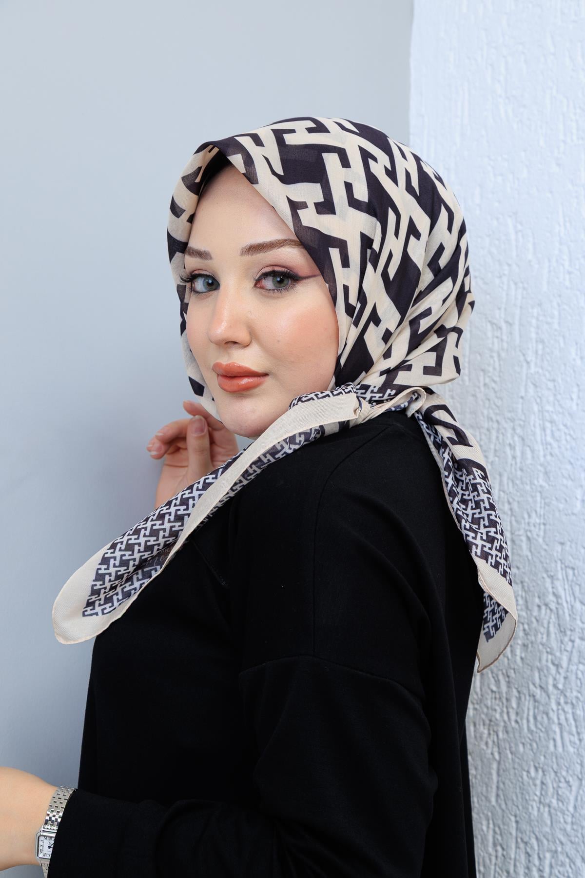 Soft Pamuk Desenli Eşarp - 127