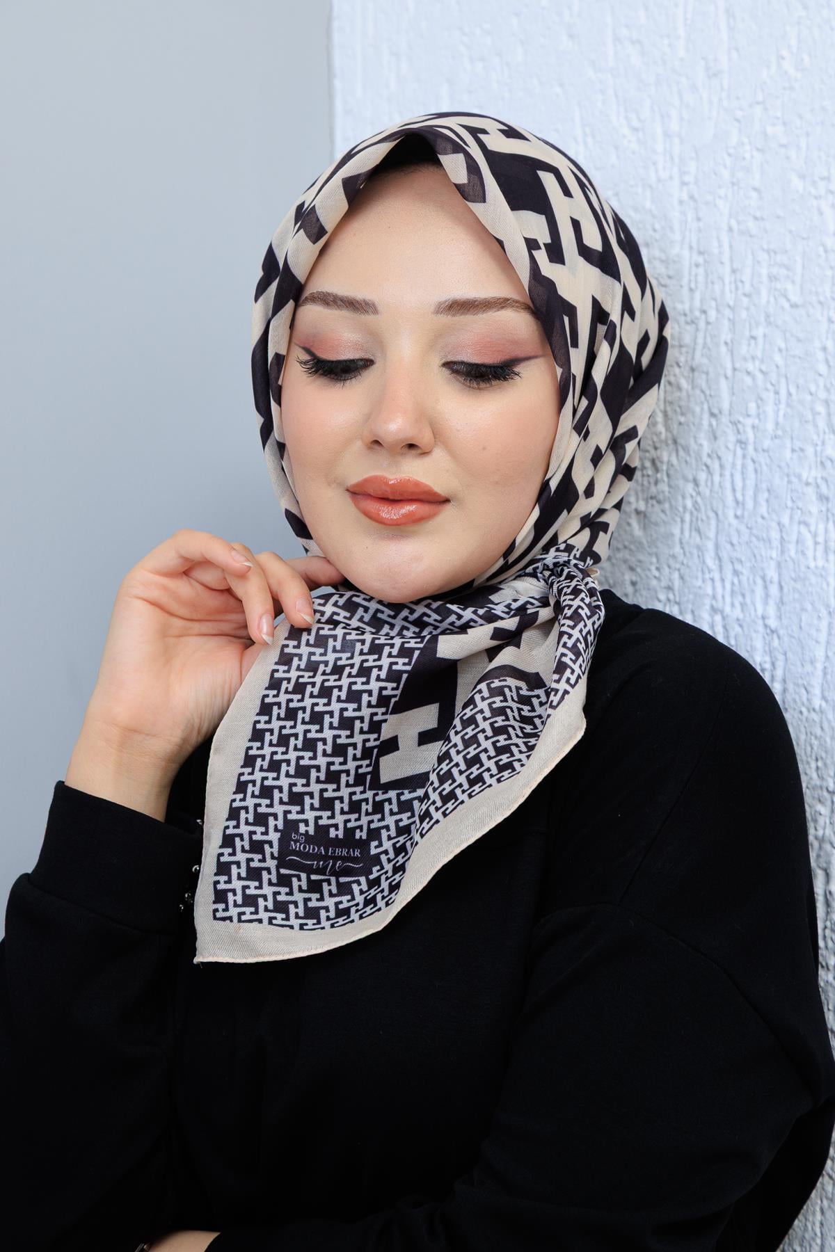 Soft Pamuk Desenli Eşarp - 127