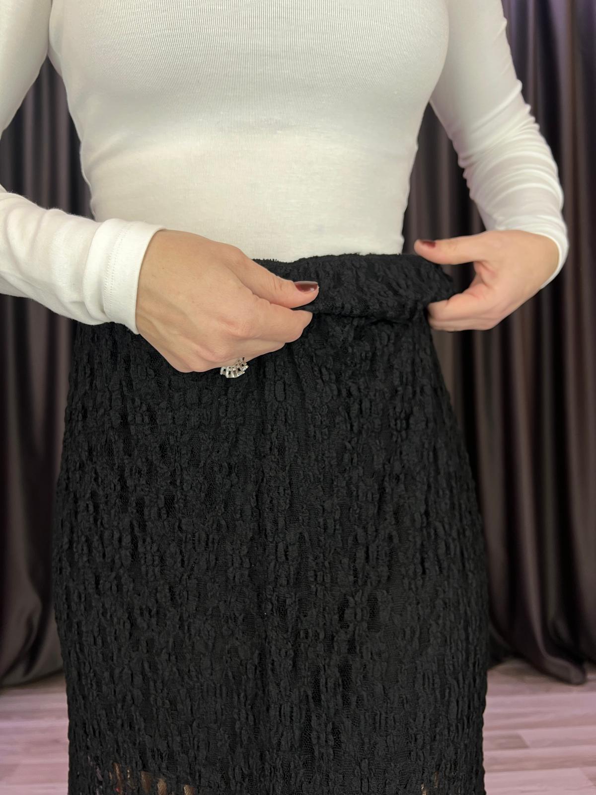 Dantel Maxi Siyah Etek 