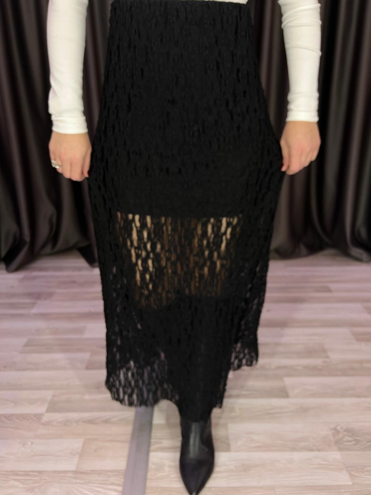 Dantel Maxi Siyah Etek 