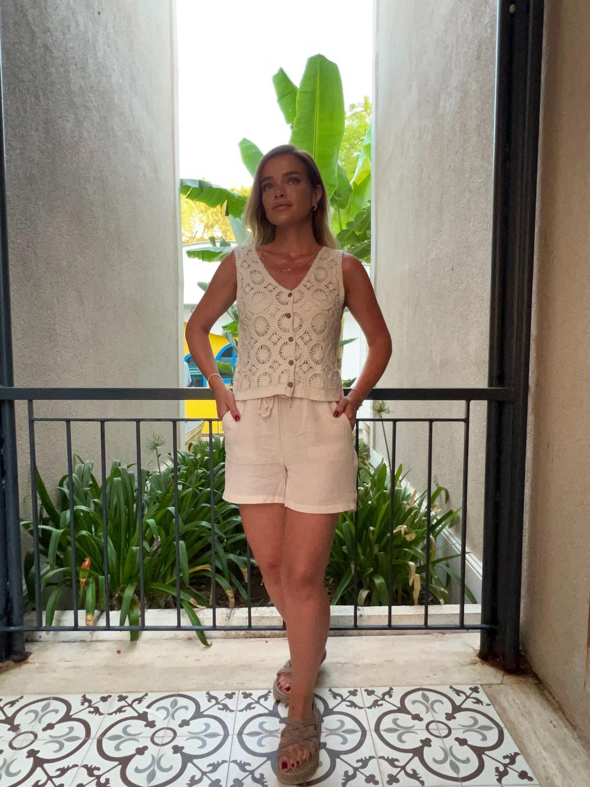 Dantel Taş Rengi Yelek 