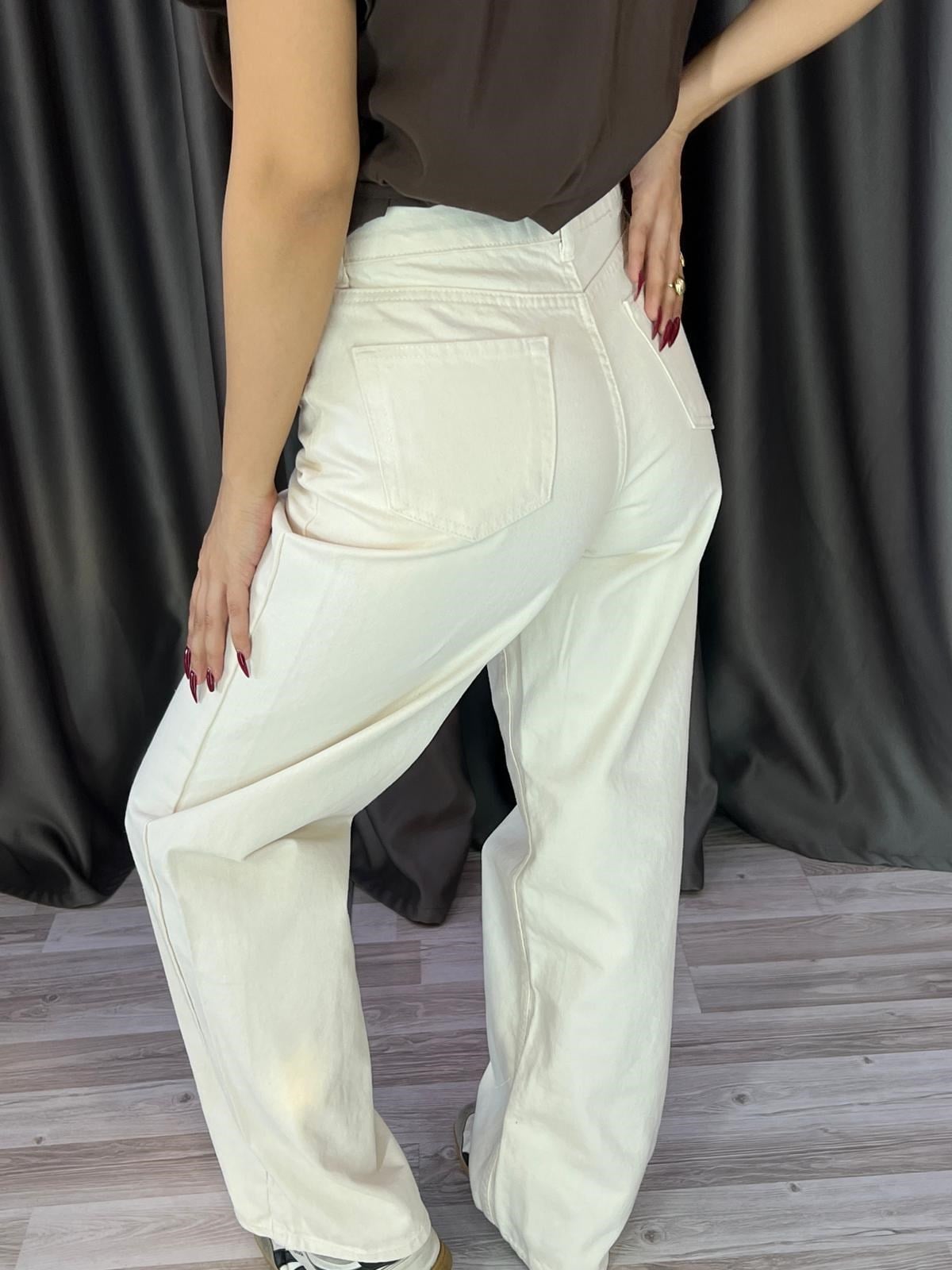 Dökümlü Palazzo Tshop Krem Jean