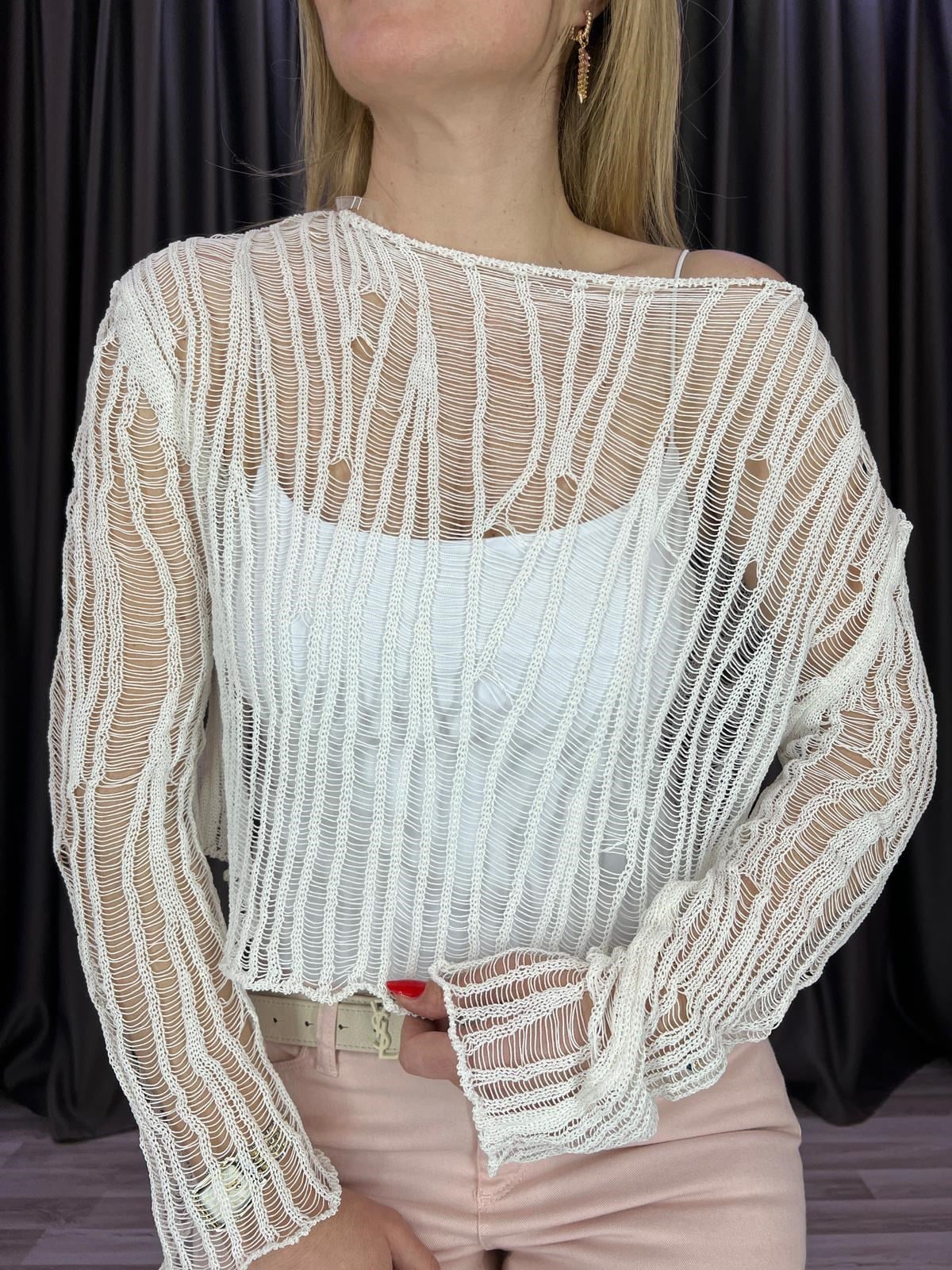 Elytra Ajurlu Ekru Triko  