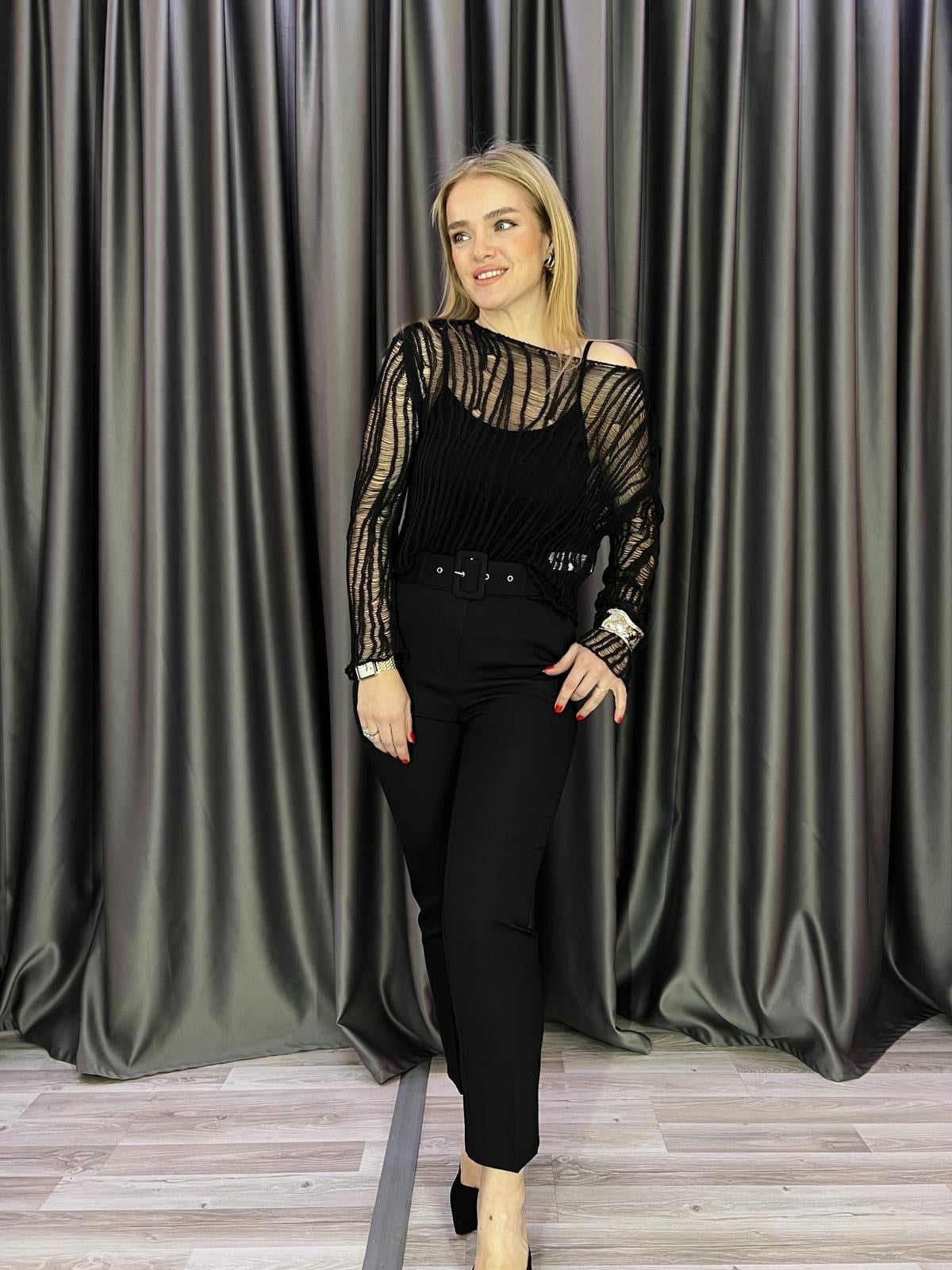 Elytra Ajurlu Siyah Triko