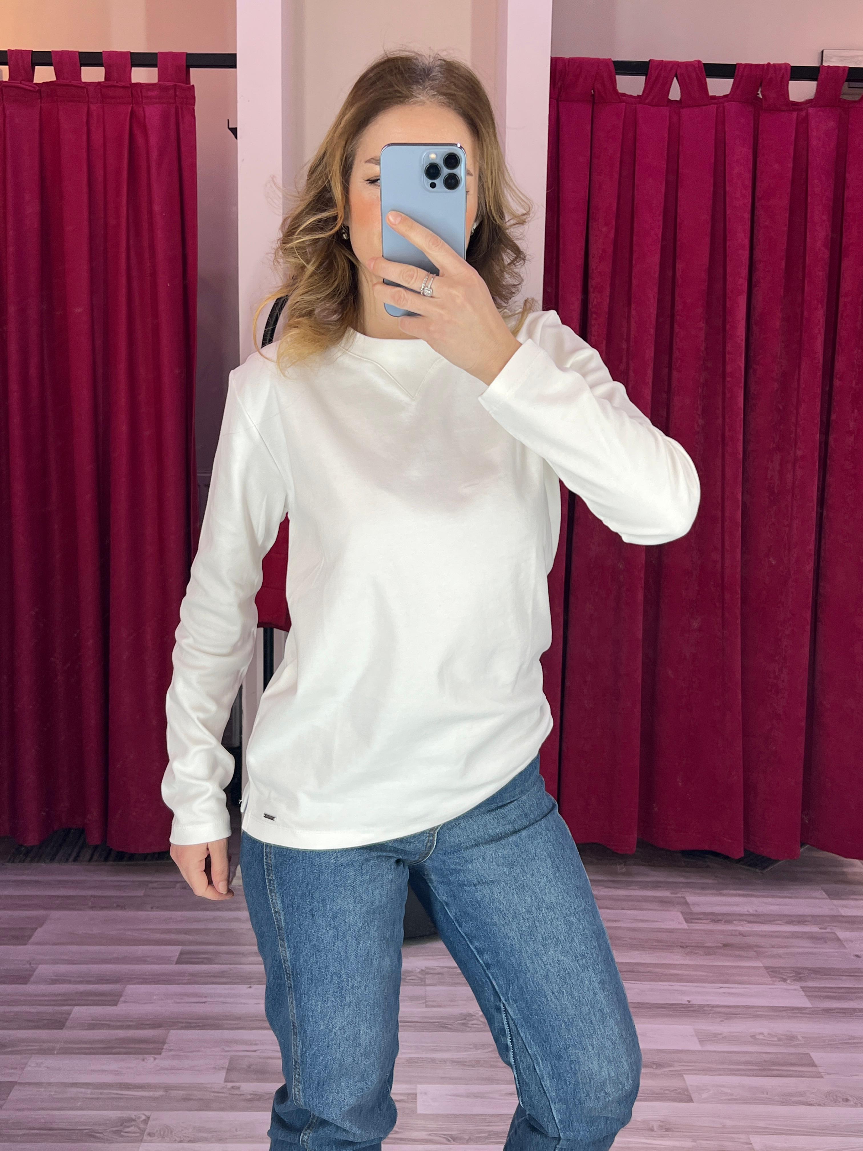 İnterlok Yk Dty Basic İnce Beyaz Sweatshirt
