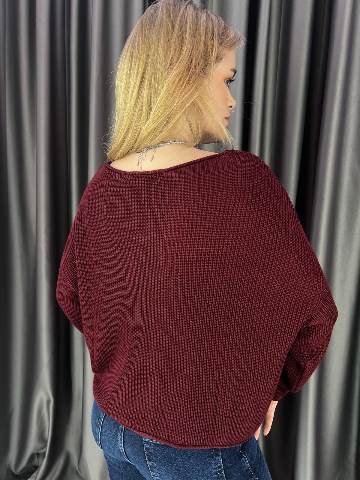 Kayık Yaka Basic Bordo Dilvin Triko  