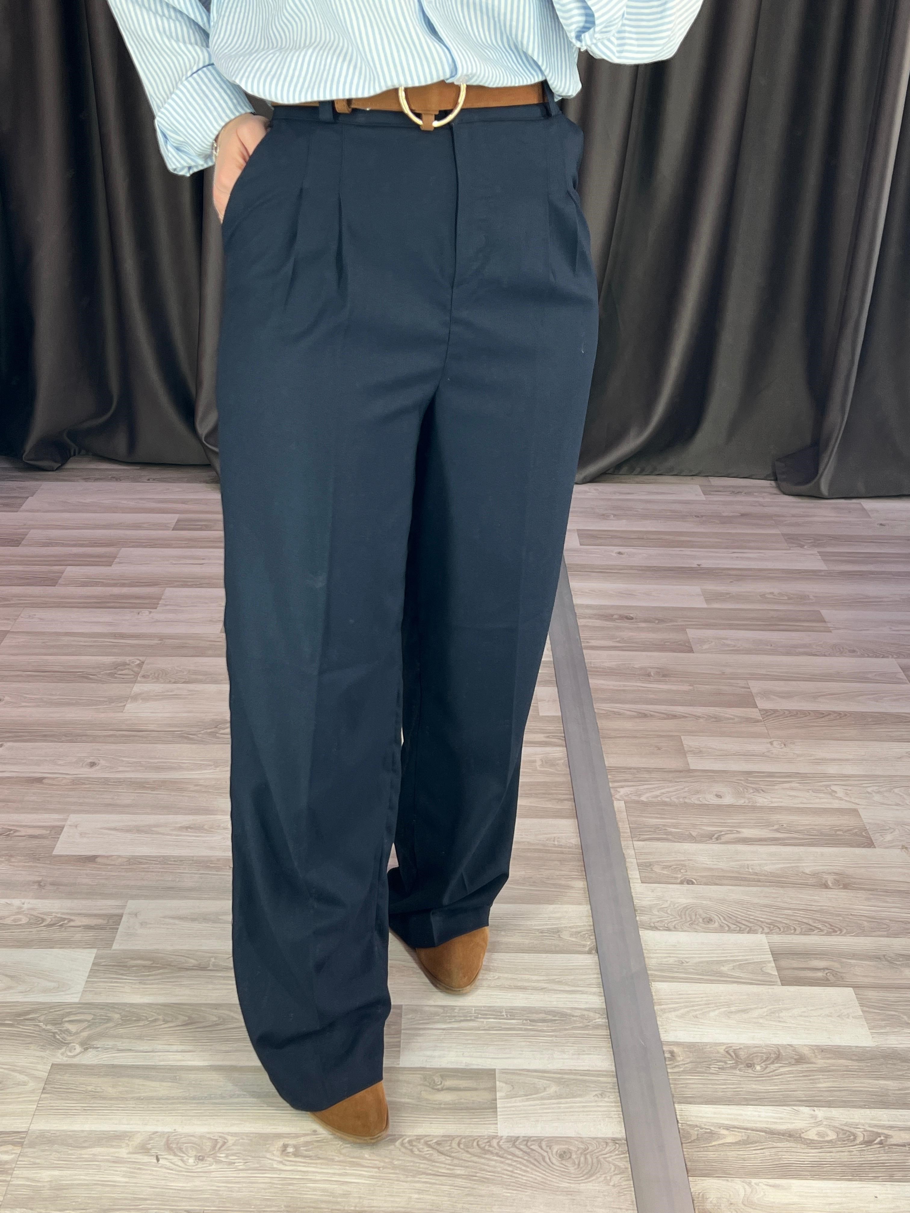 Lacivert Palazzo Pantolon