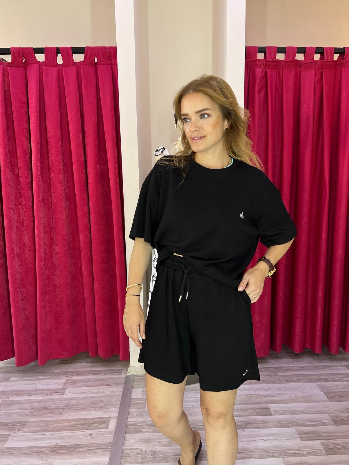 Orijinal Marka Siyah Tshirt Şort Takım