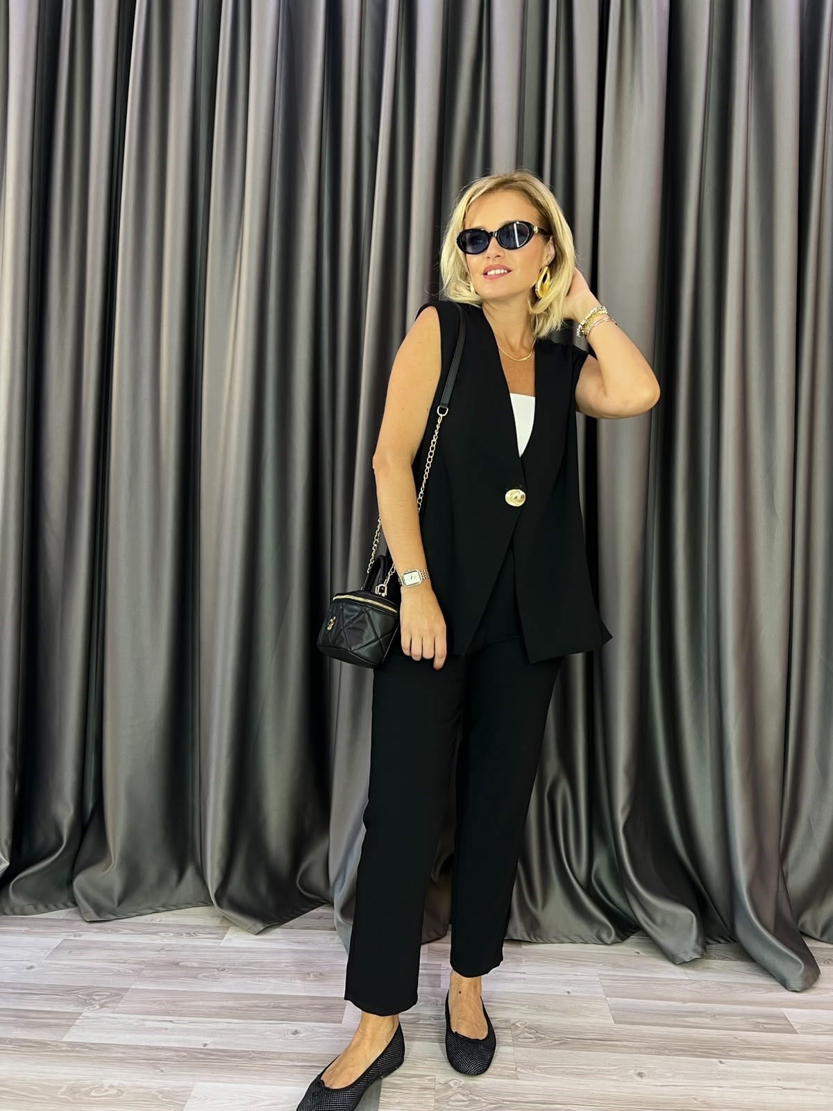 Private Tek Düğmeli Premium Kumaş Yelek