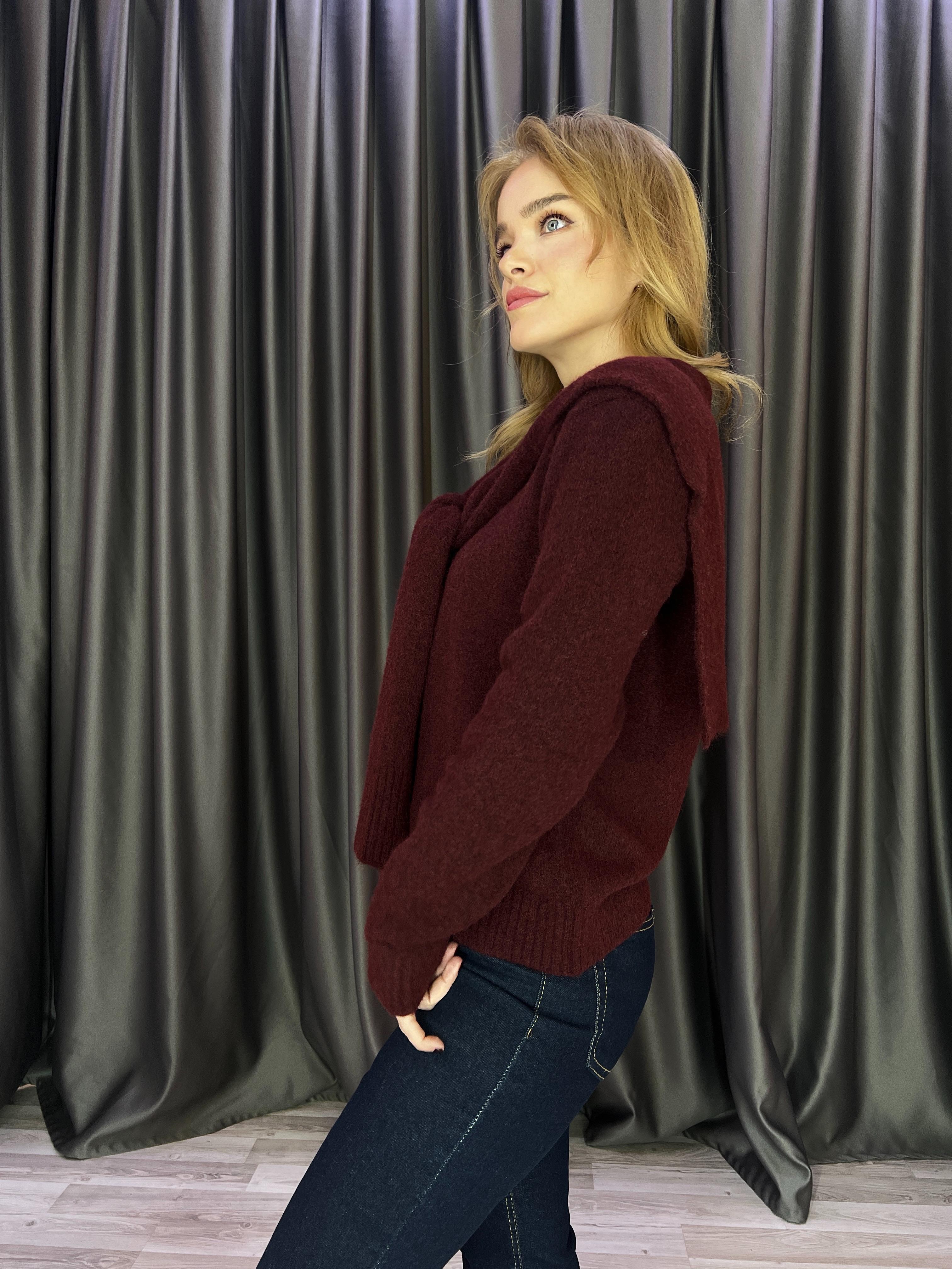 Şallı Model Şardonlu Bordo Kazak