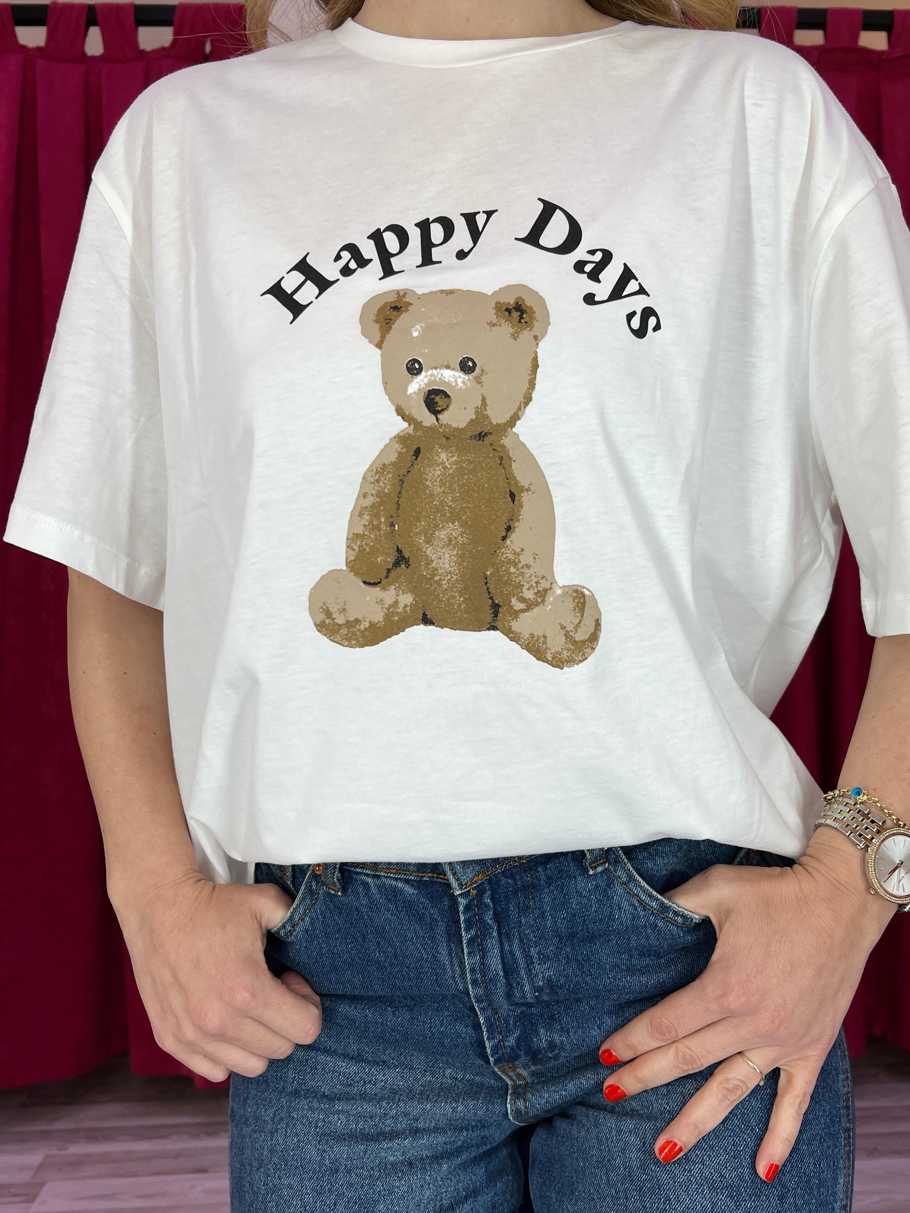 Teddy Baskı Qz Ekru Tshirt