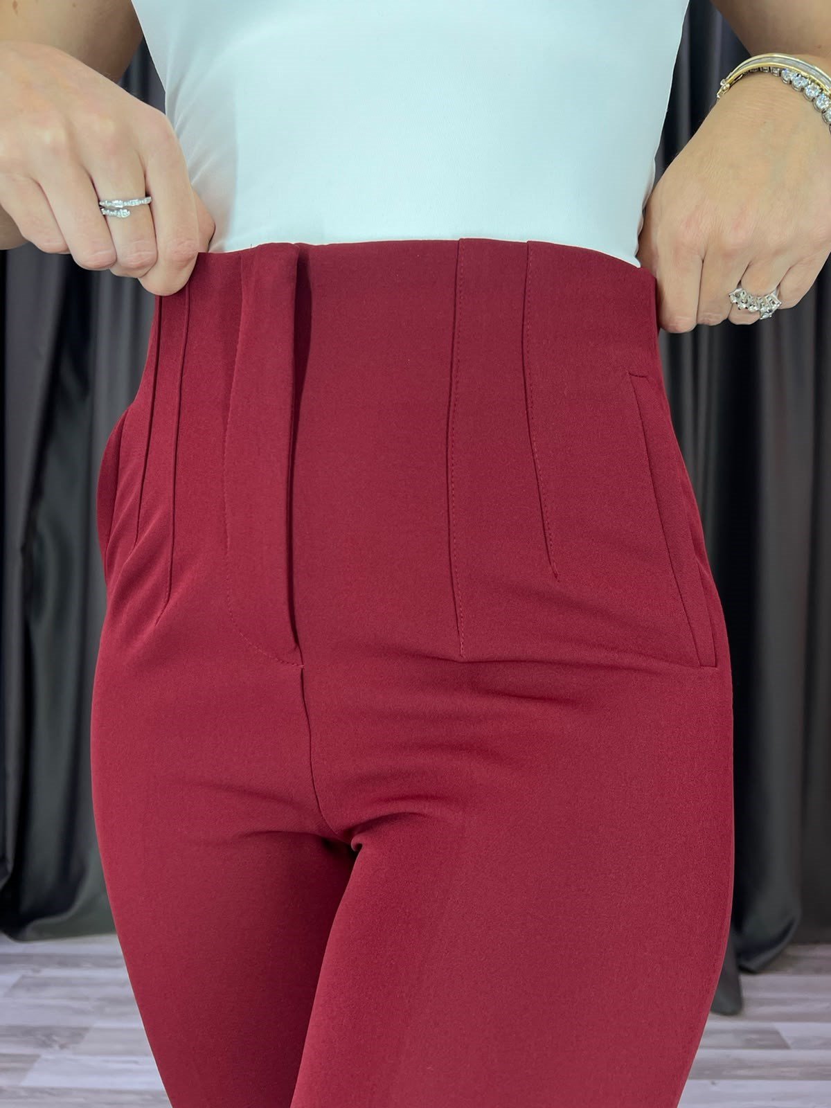 Zr Model Fılatolu Havuç Model Bordo Pantolon