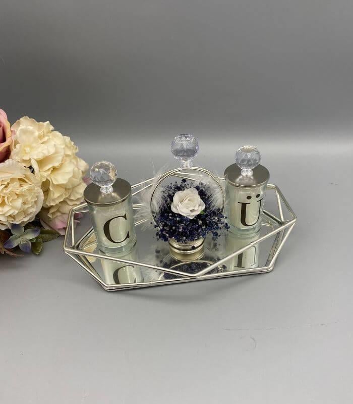 Prizma Nişan Tepsisi ve Harfli Mumlar