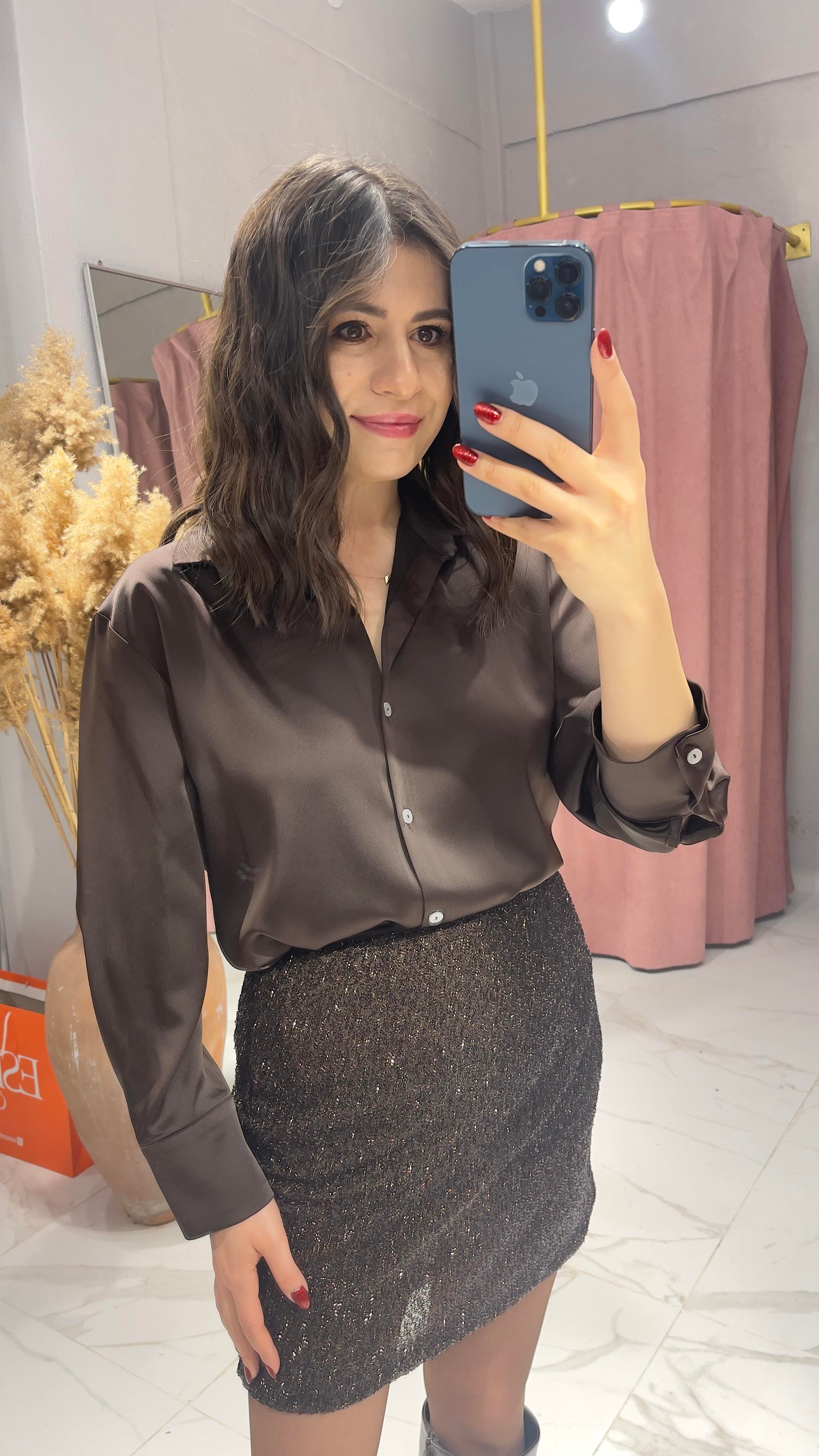 SATEN GÖMLEK-KAHVE