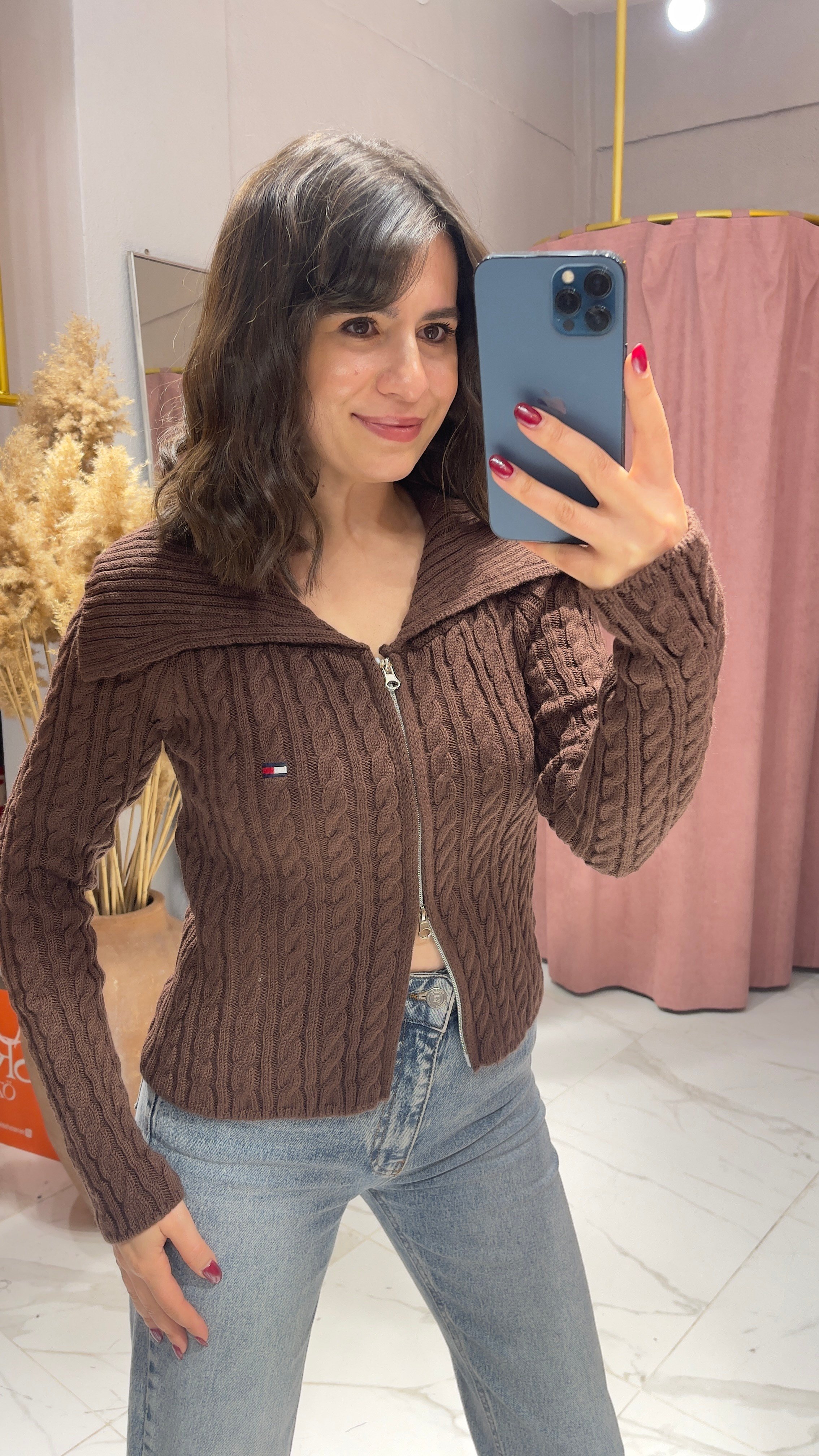 TMMY SAÇ ÖRGÜ MODEL TRİKO HIRKA-CHERRY