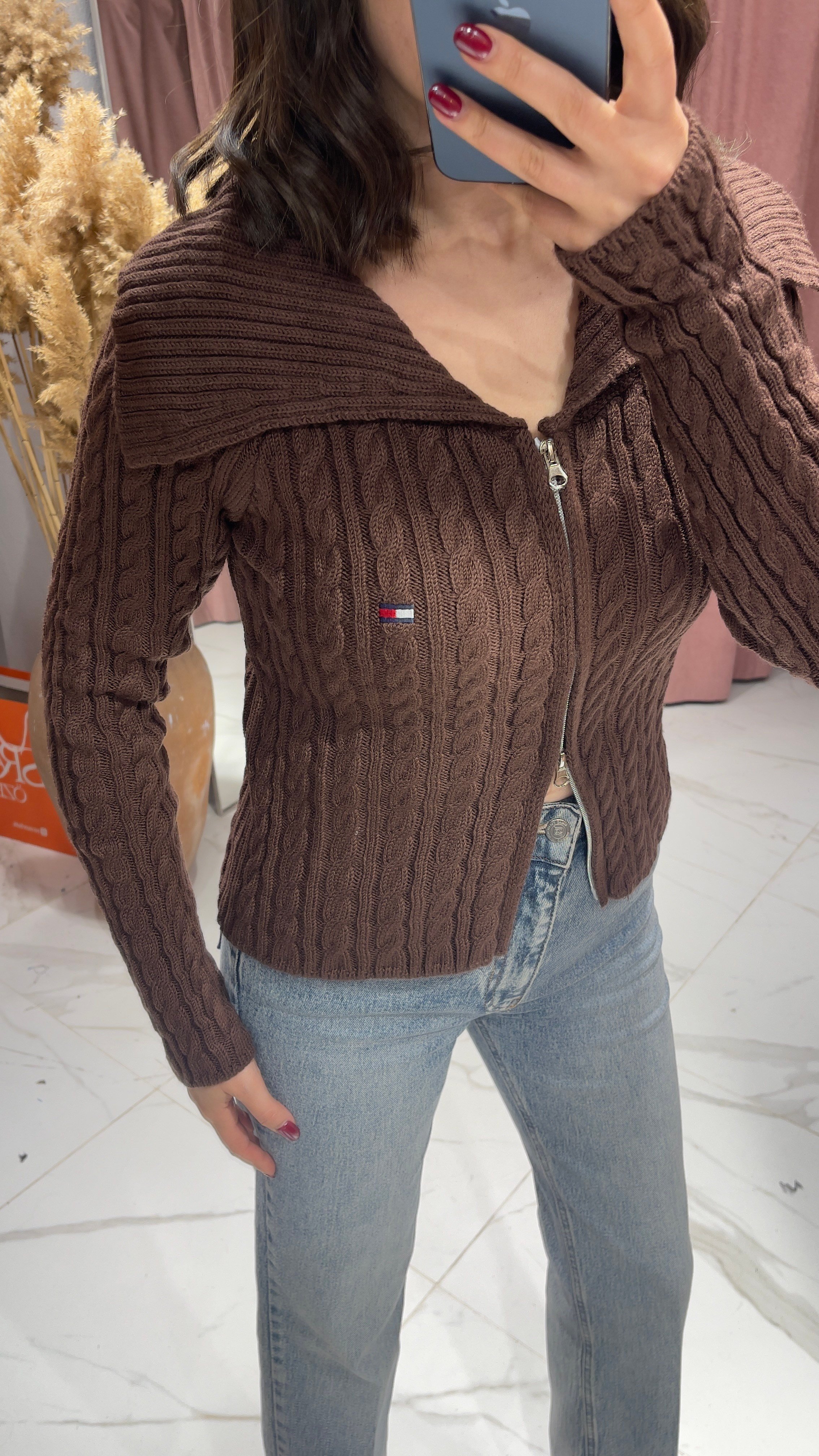 TMMY SAÇ ÖRGÜ MODEL TRİKO HIRKA-CHERRY