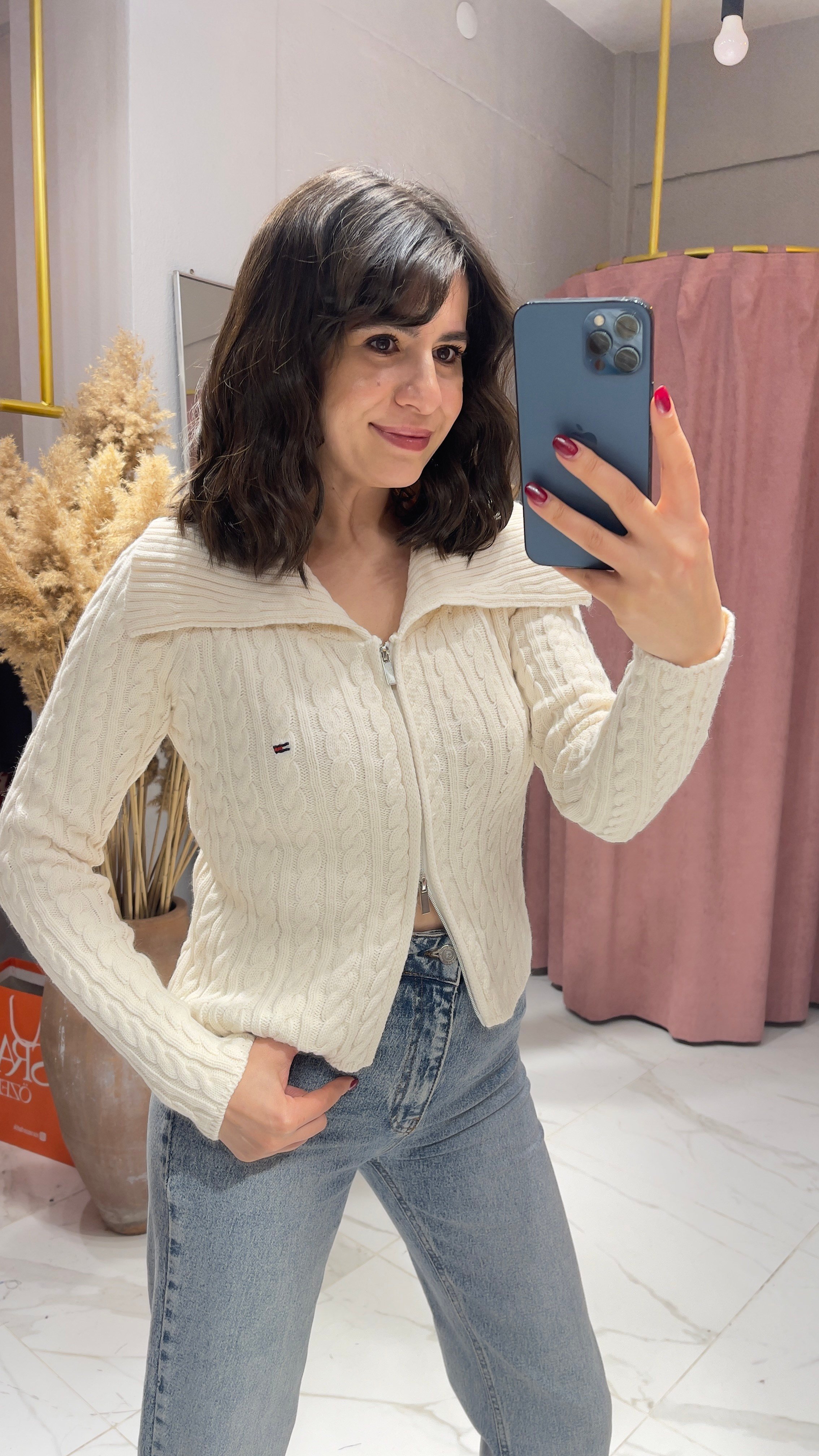 TMMY SAÇ ÖRGÜ MODEL TRİKO HIRKA-KREM
