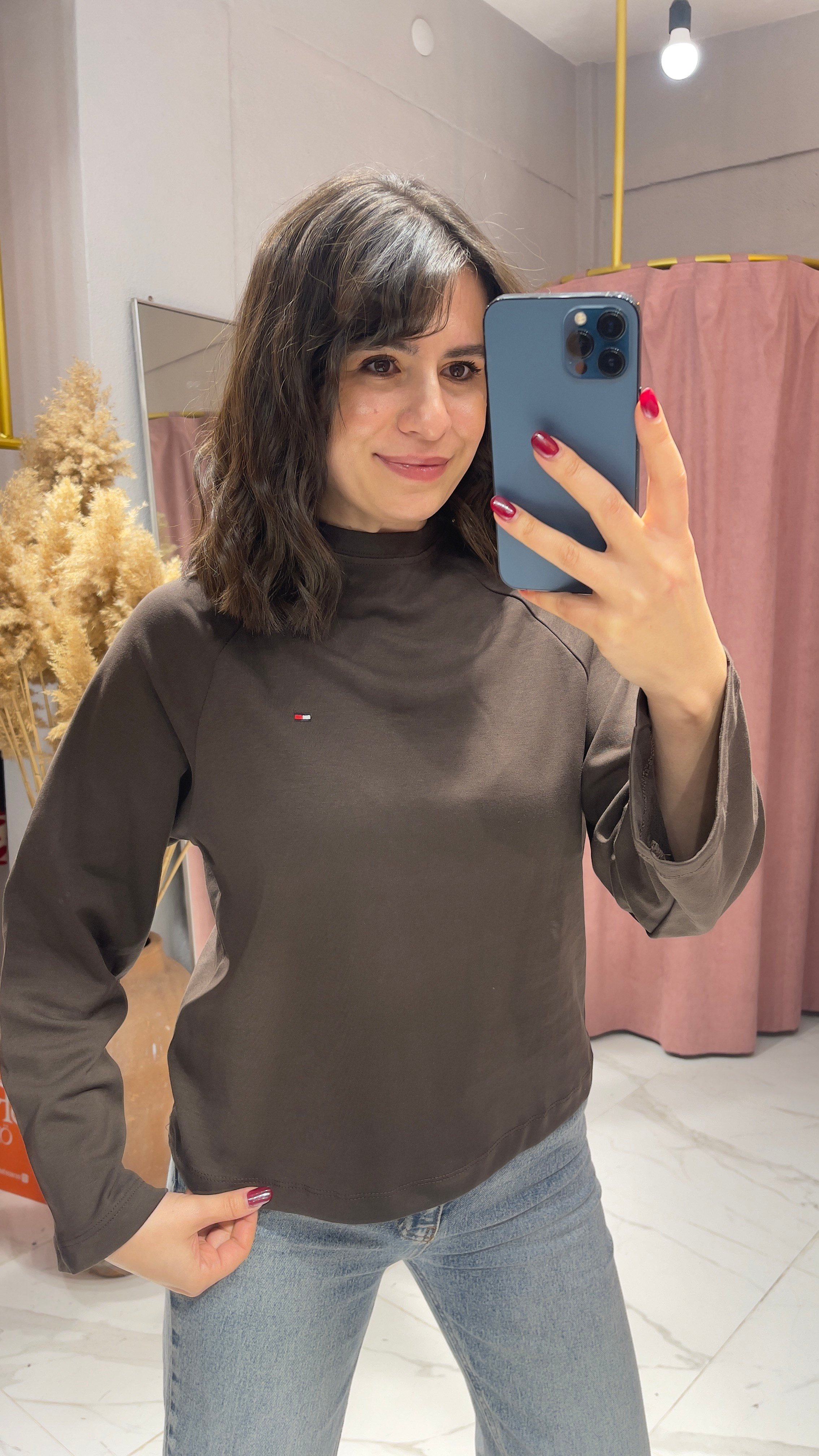 TMMY UZUN KOLLU SWEATSHİRT-KAHVERENGİ