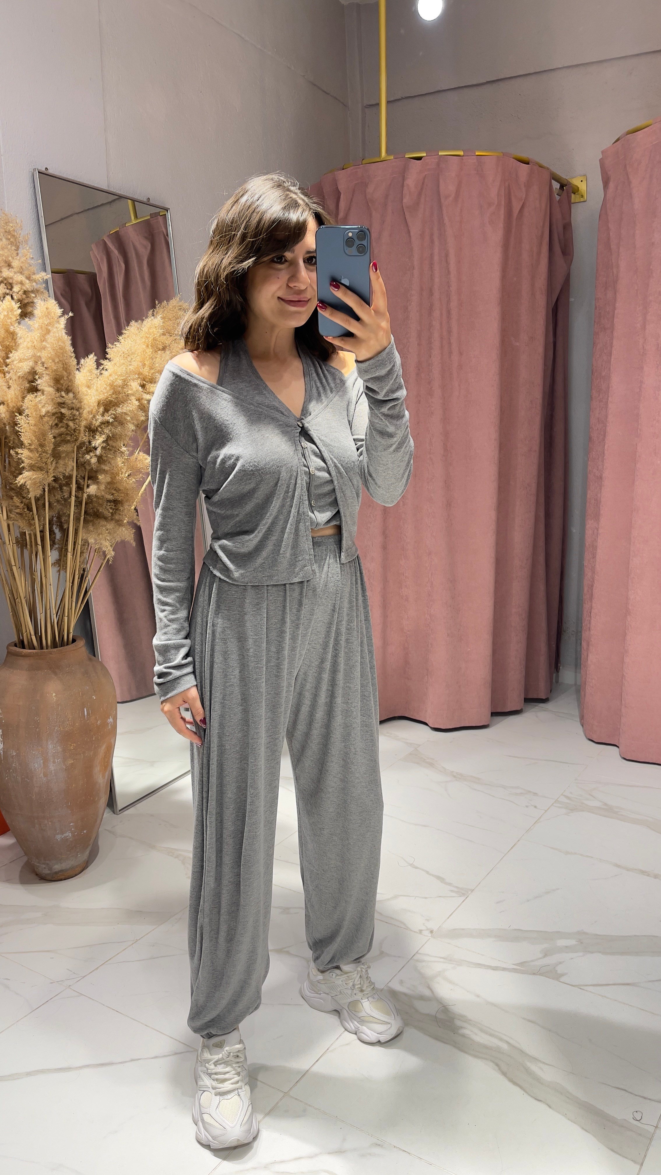 ZR MODEL KENDİNDEN YELEKLİ İNCE TAKIM-GRİ