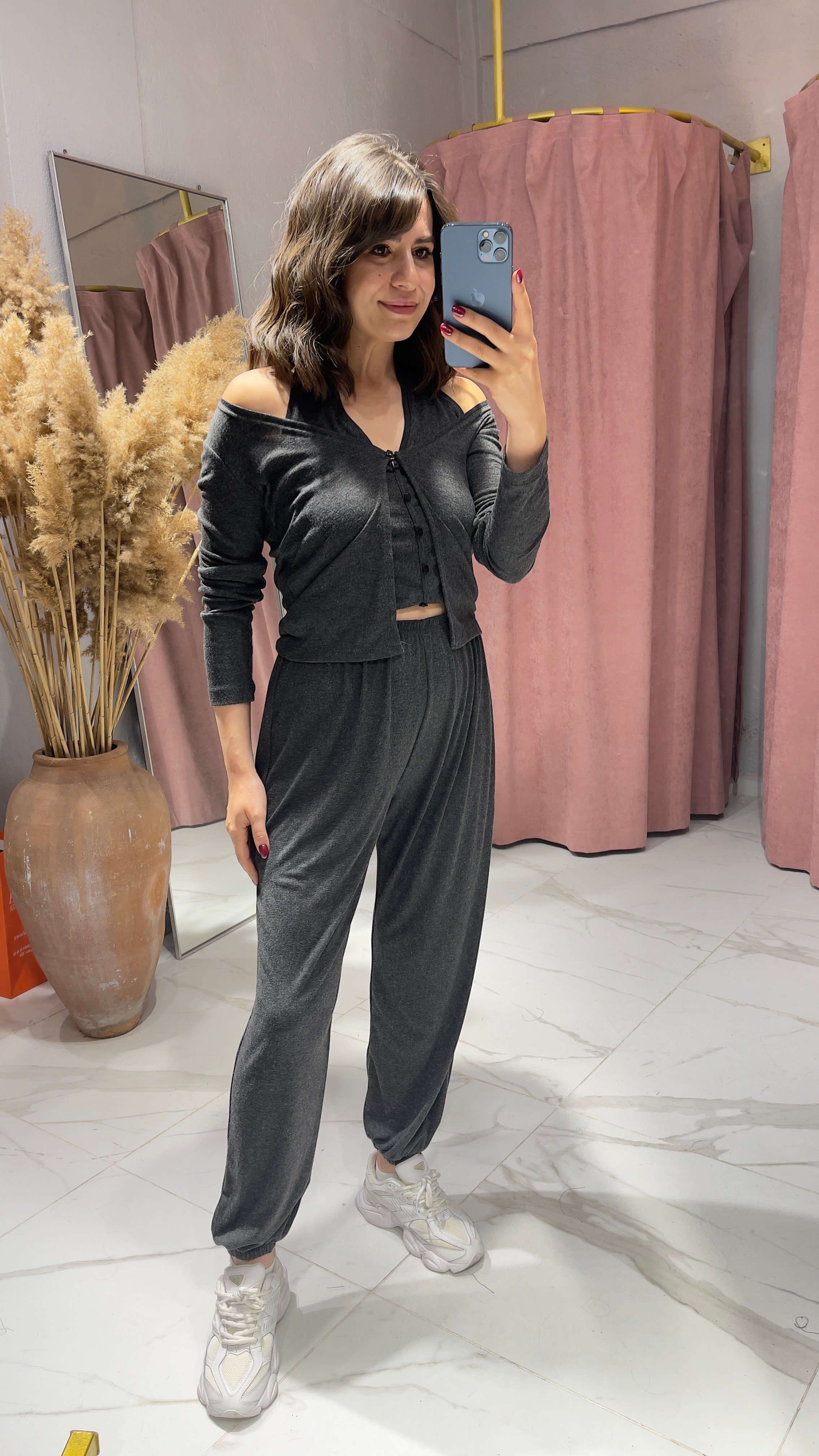 ZR MODEL KENDİNDEN YELEKLİ İNCE TAKIM-ANTRASİT