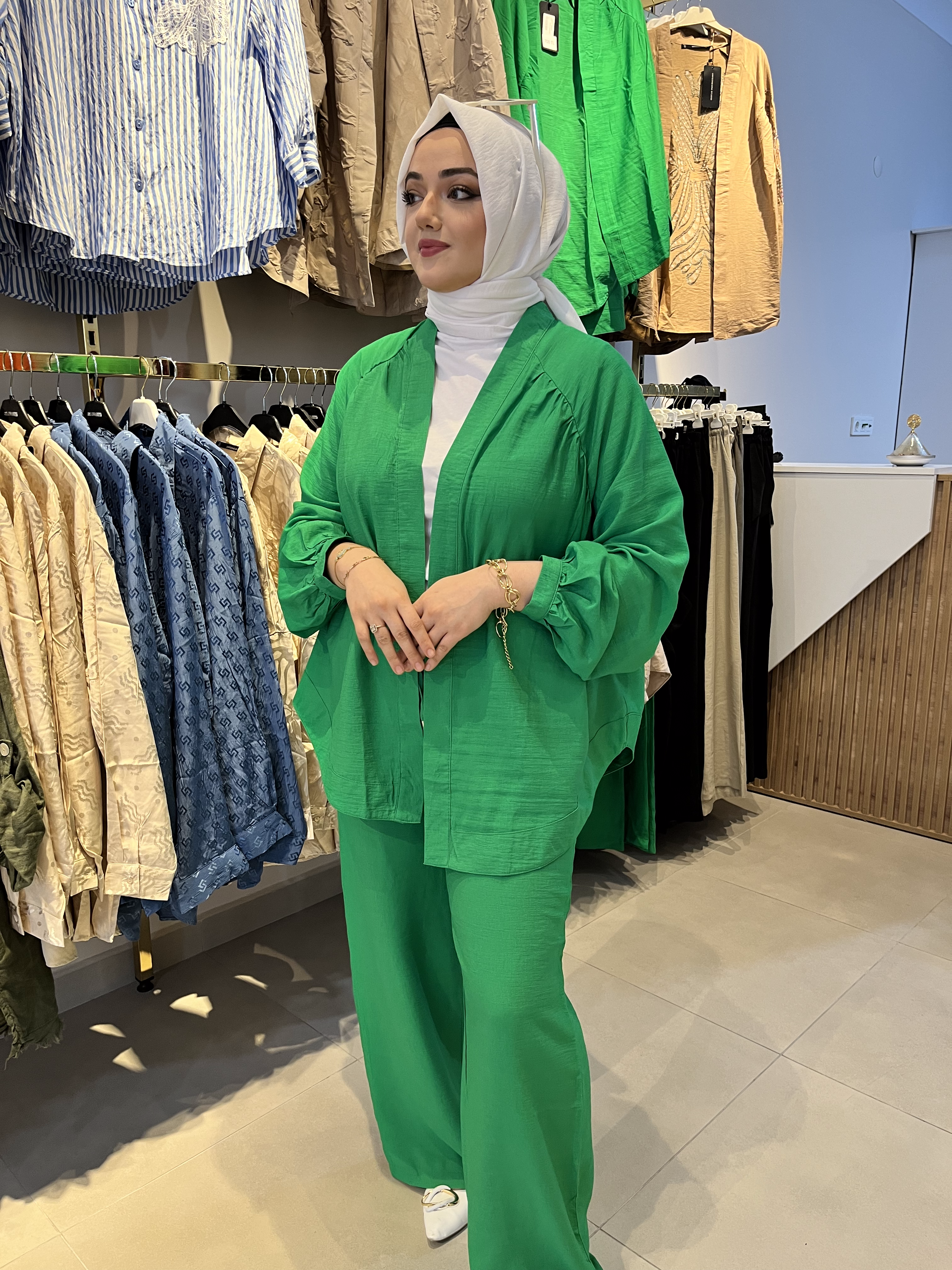 Benetton yeşil cepli oantolon 