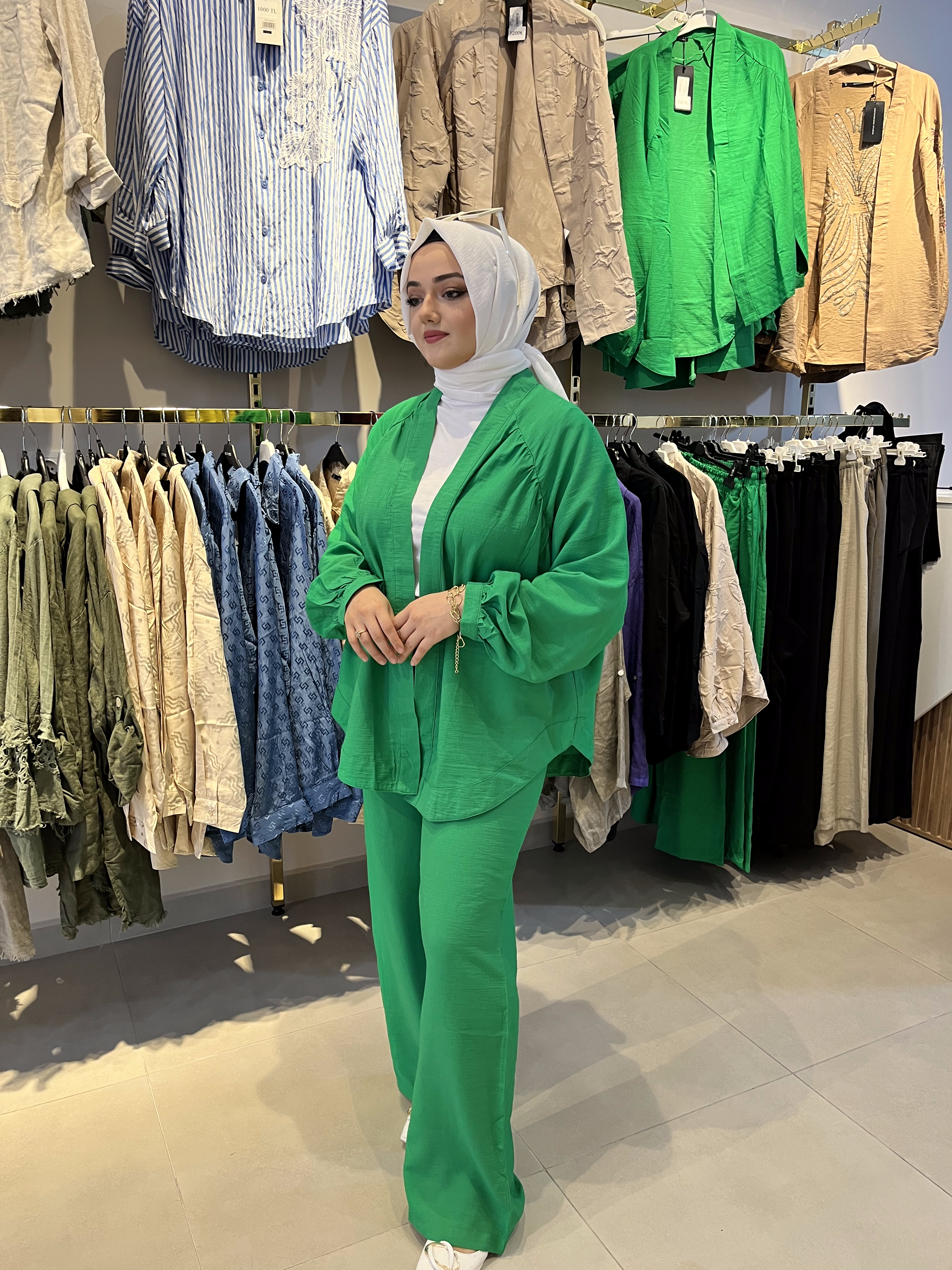 Benetton yeşil cepli oantolon 